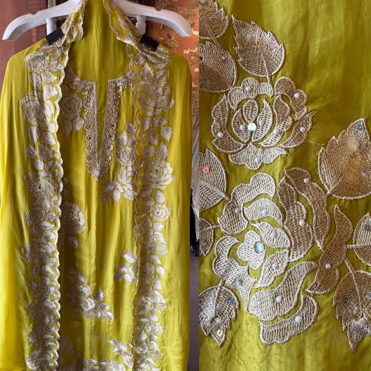 Floral thread Embroidered Suit Set