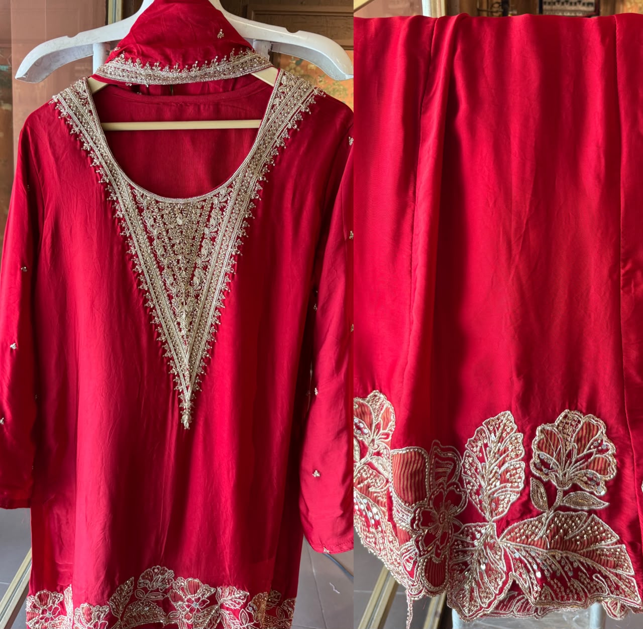 Hand embellished Designer sharara Suit Set