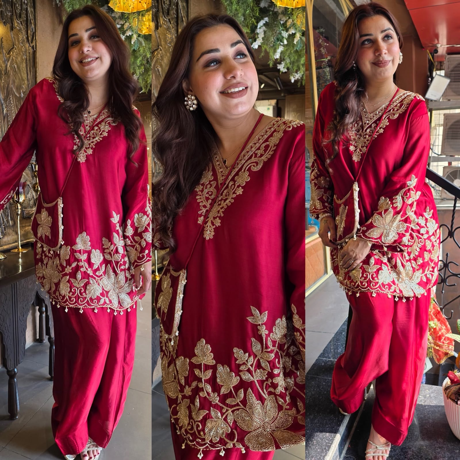 Pure satin Organza Designer Suit Set