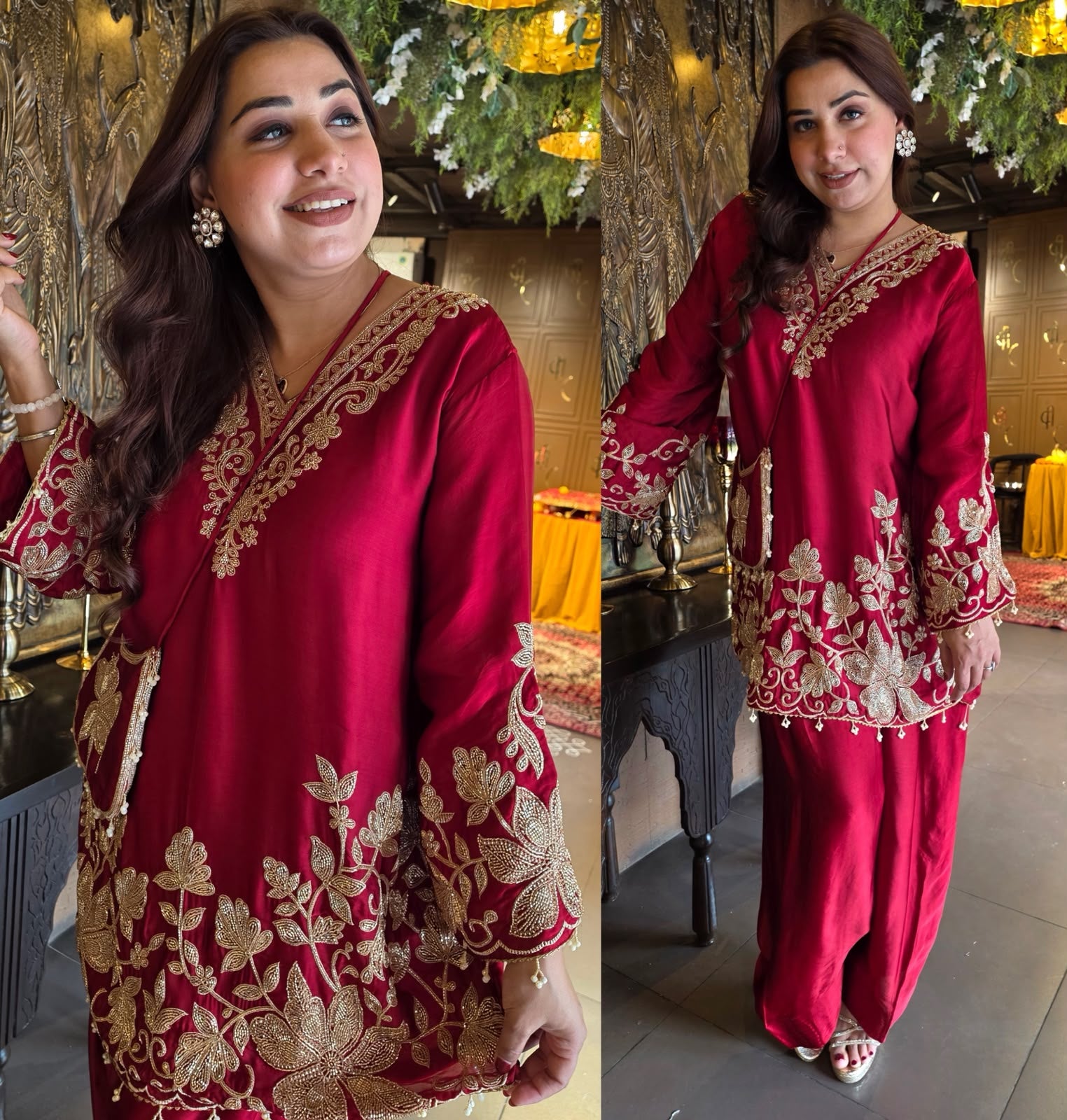 Pure satin Organza Designer Suit Set