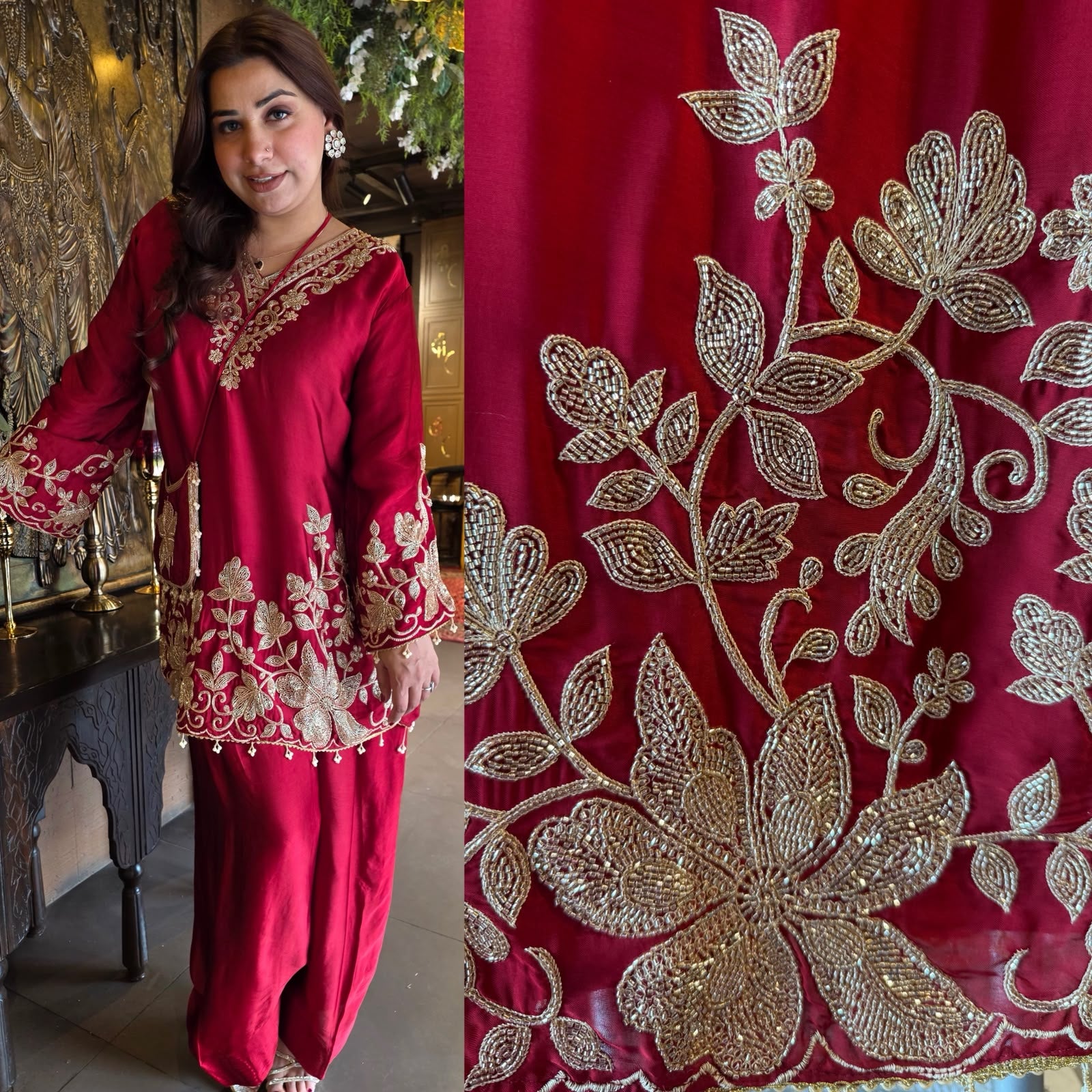 Pure satin Organza Designer Suit Set