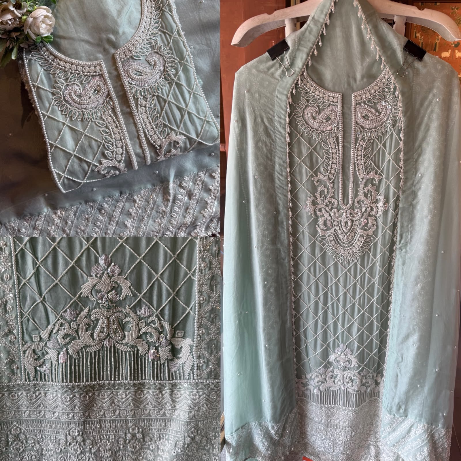 Pearl Embroidered Suit Set