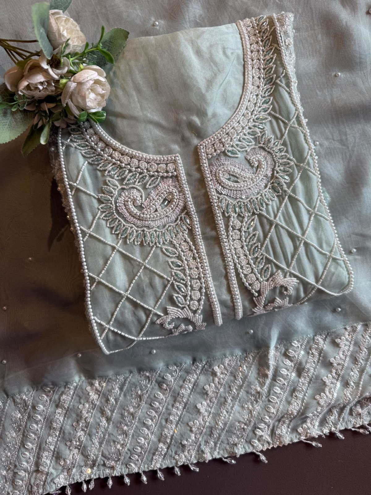 Pearl Embroidered Suit Set
