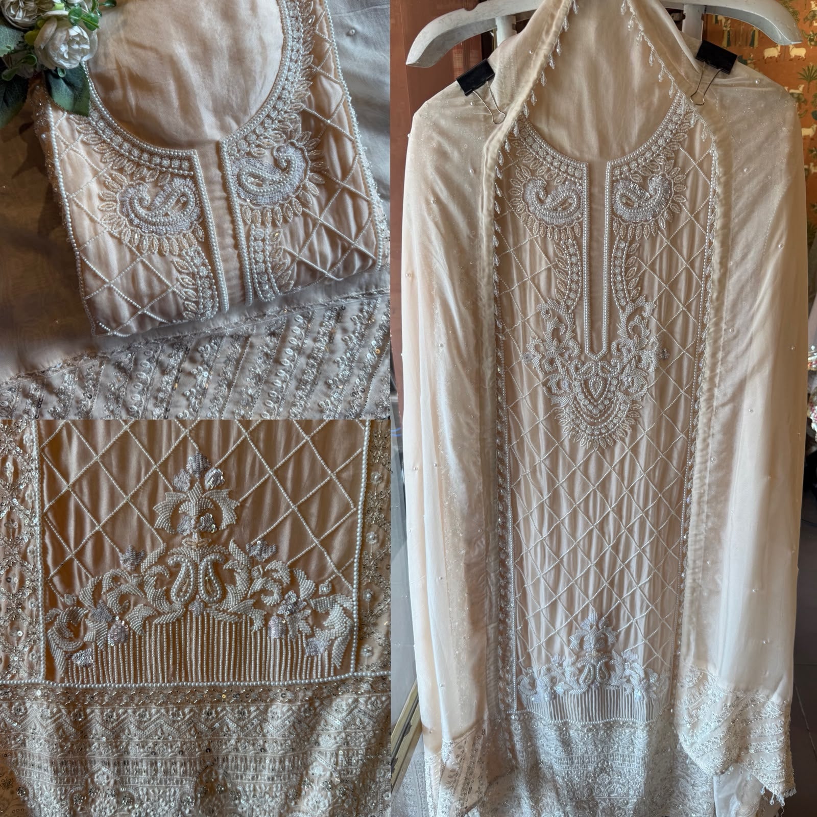 Pearl Embroidered Suit Set