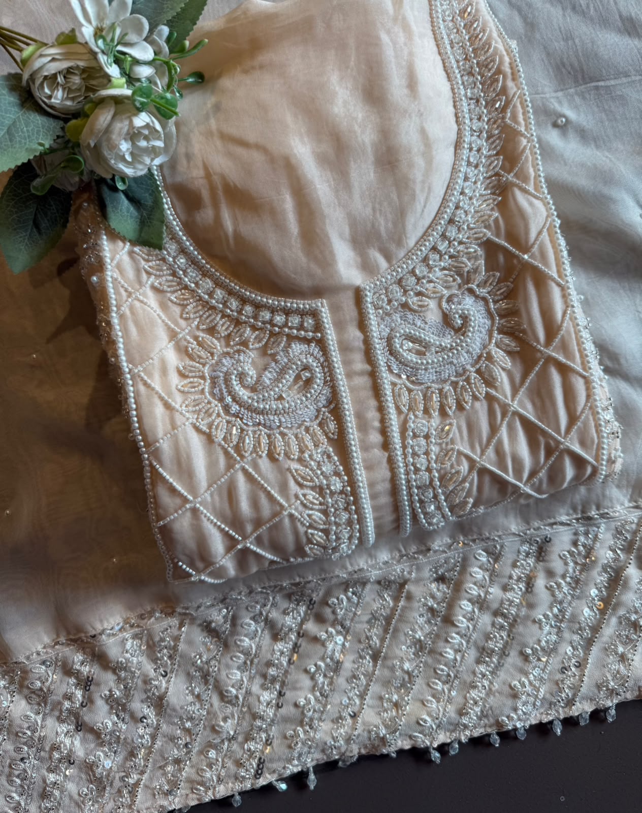Pearl Embroidered Suit Set