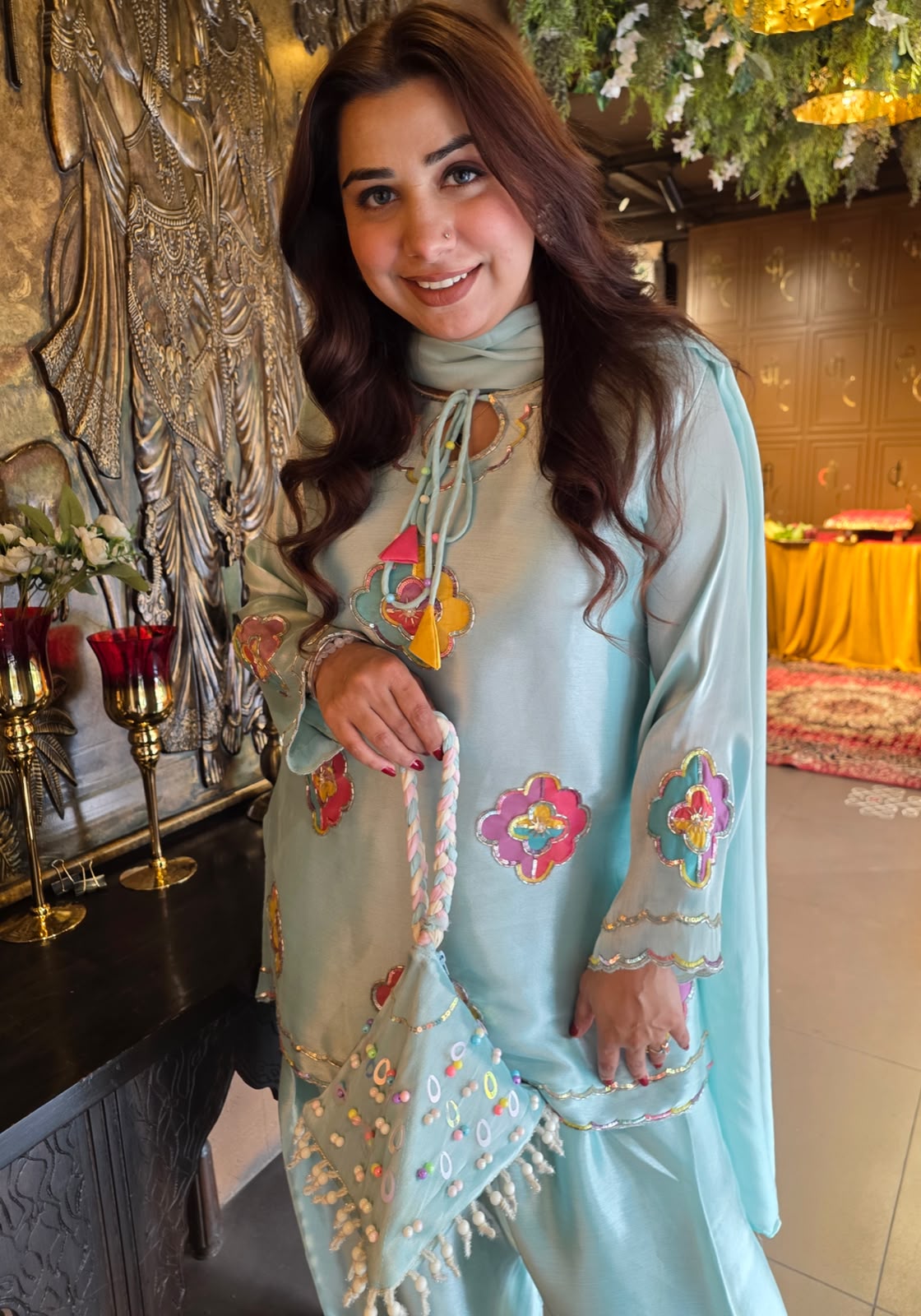 Designer Appliqué Farshi salwar suit