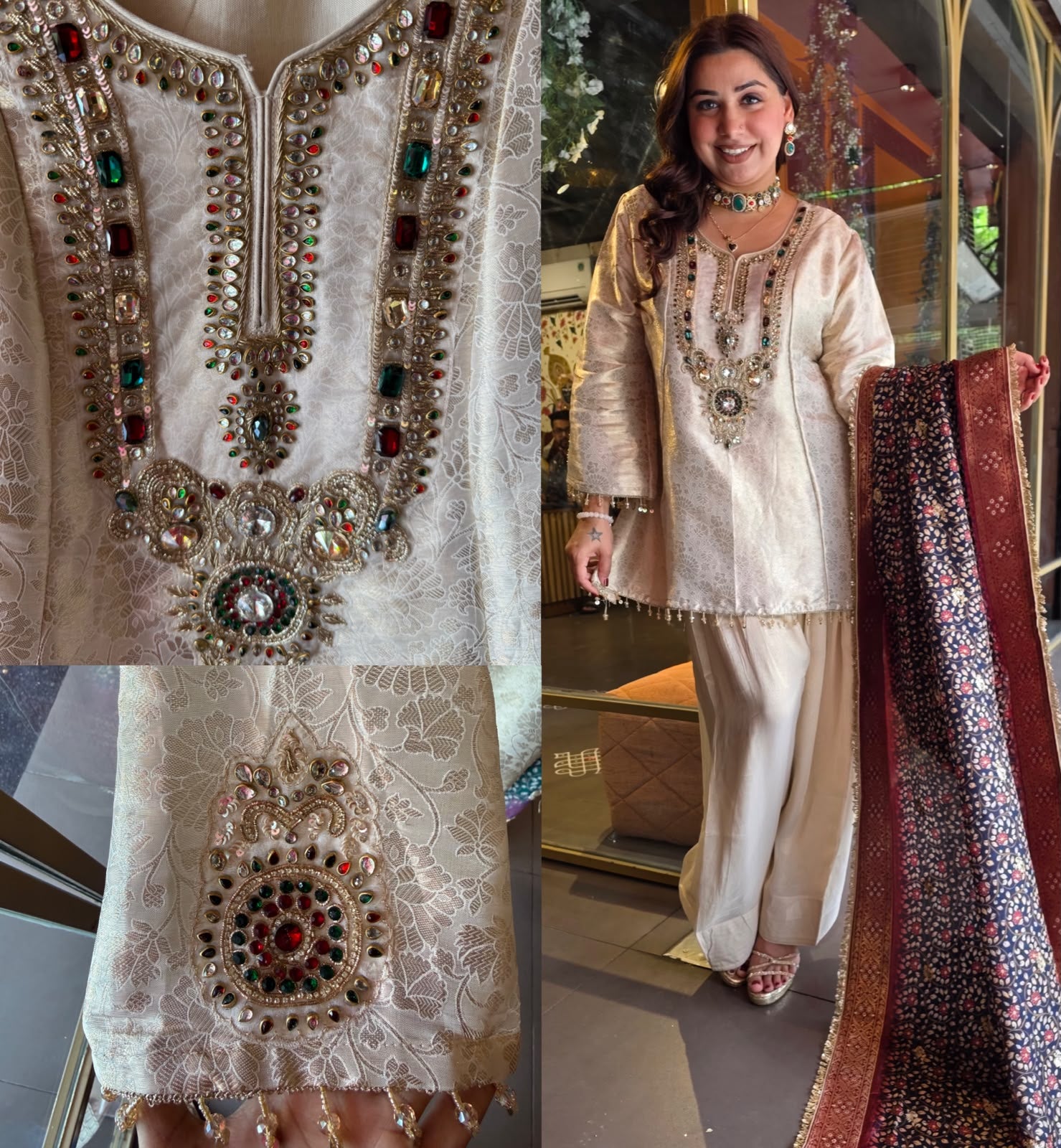 Ivory Heritage Brocade Suit Set