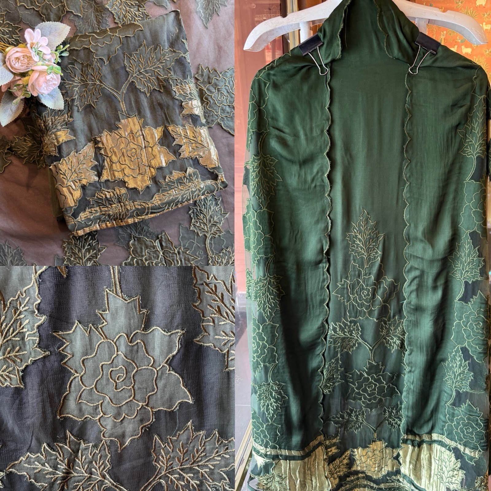 Pure satin silk unstitched Kurta