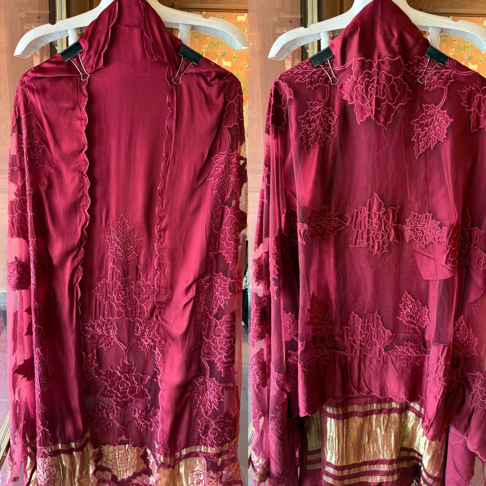 Pure satin silk unstitched Kurta