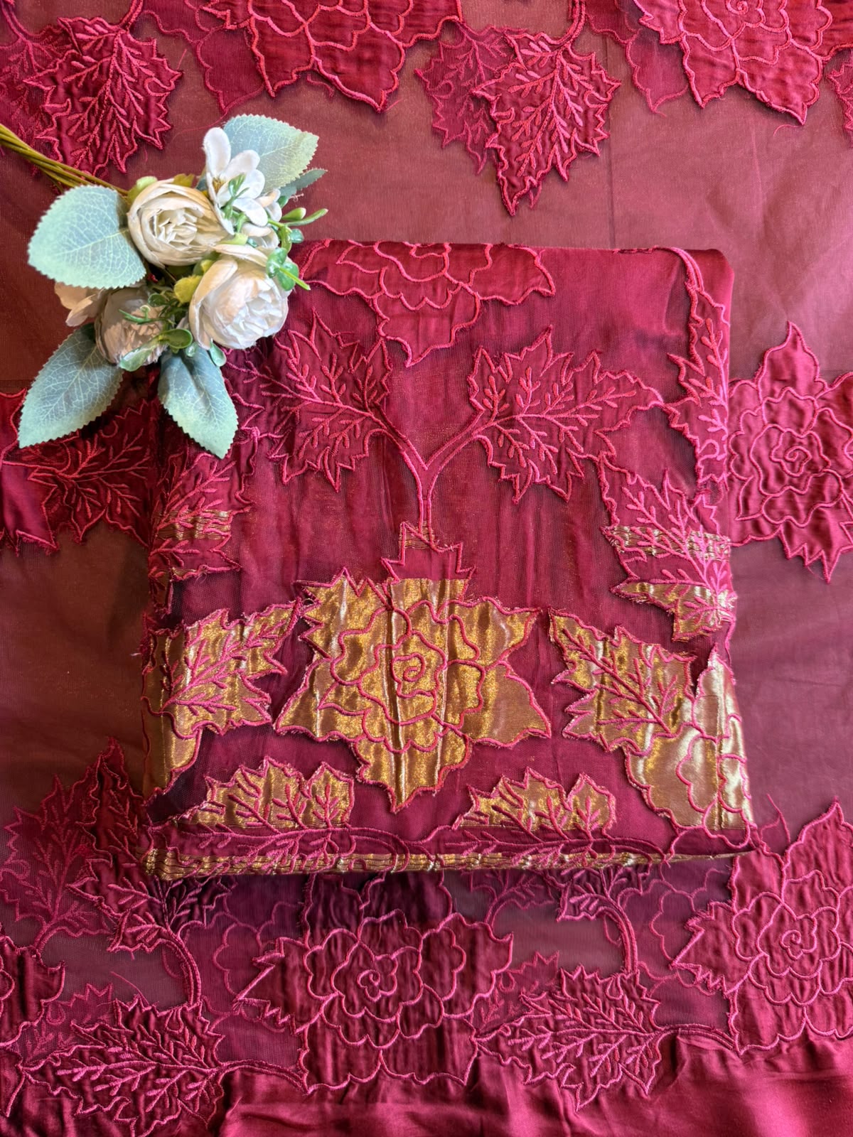 Pure satin silk unstitched Kurta