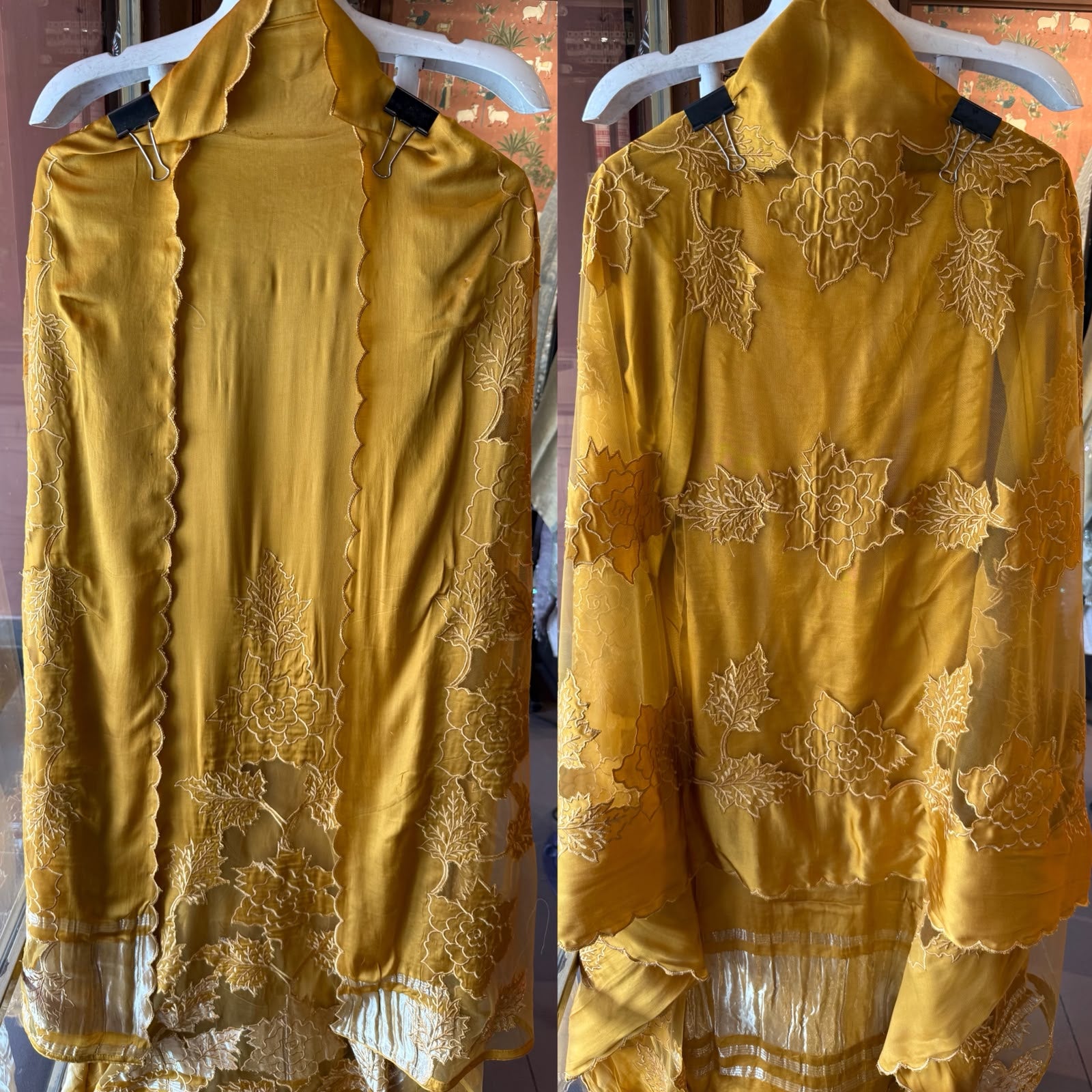 Pure satin silk unstitched Kurta
