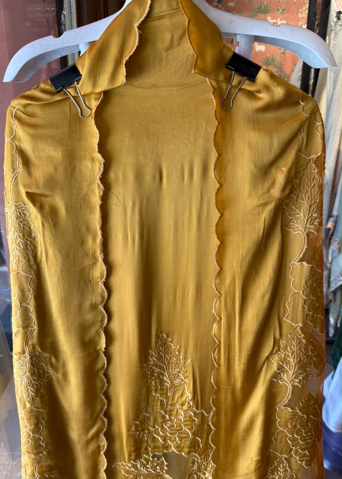 Pure satin silk unstitched Kurta