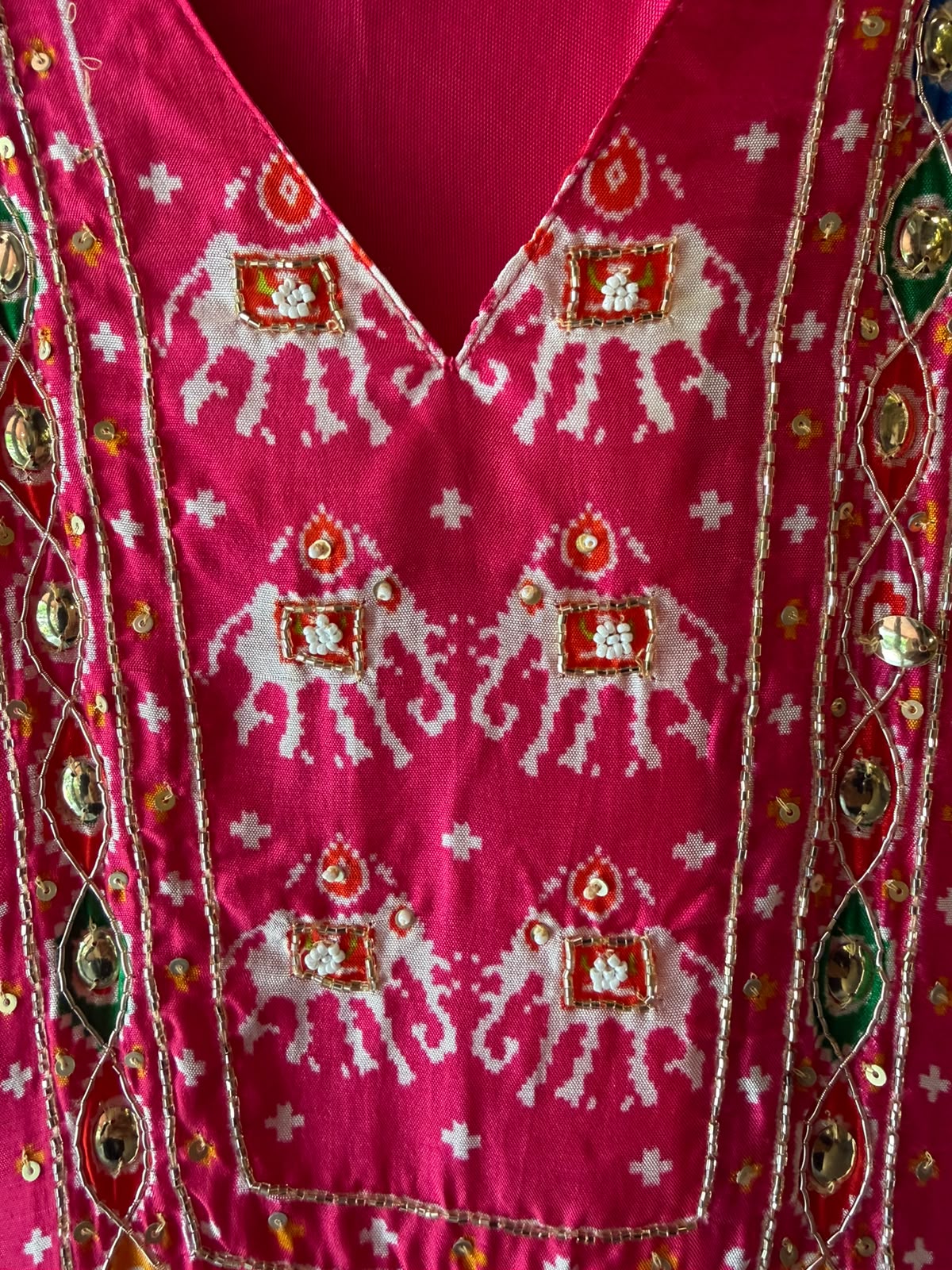 Pink Patola printed Suit Set On GAJJI silk