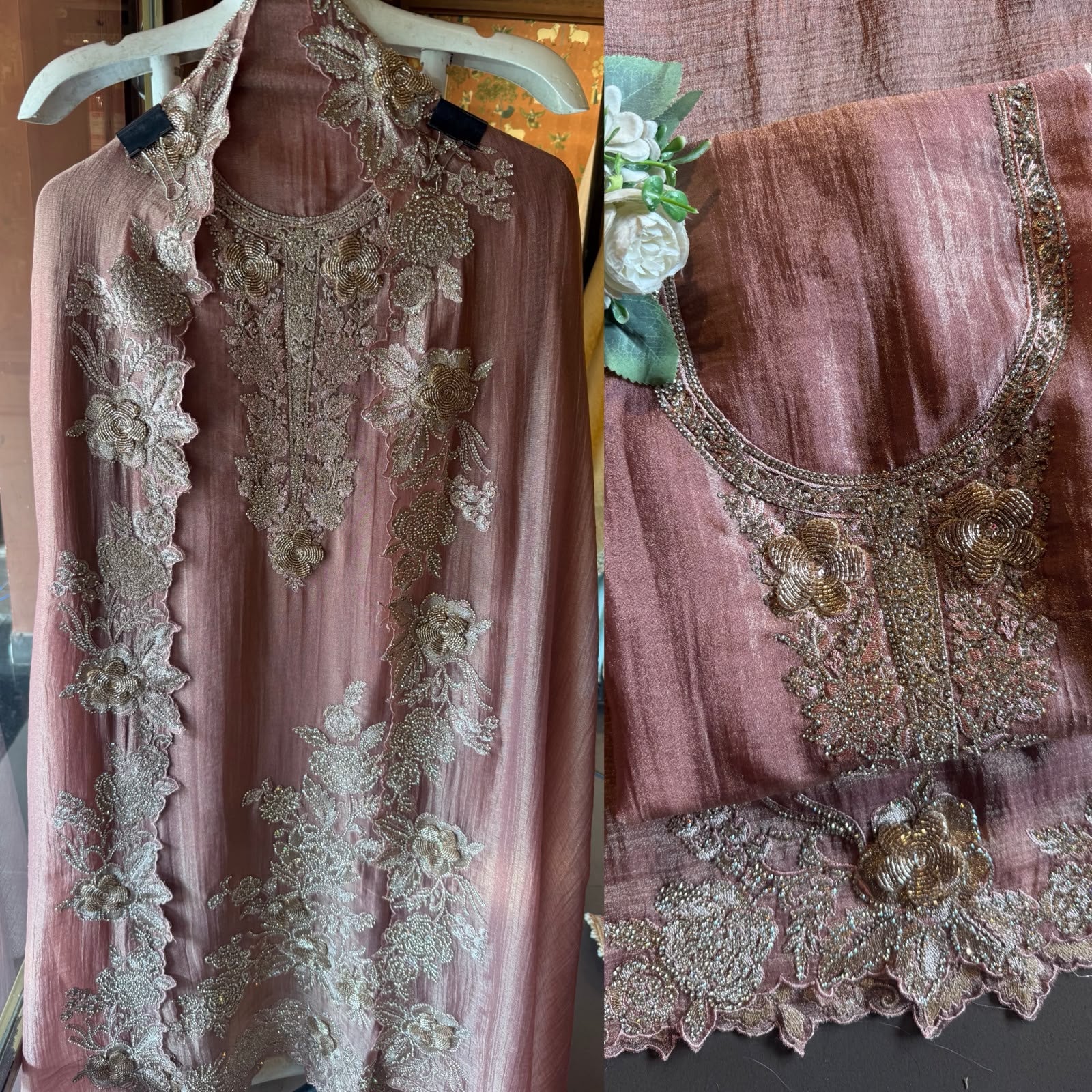 Crushed tissue Partywear Suit set