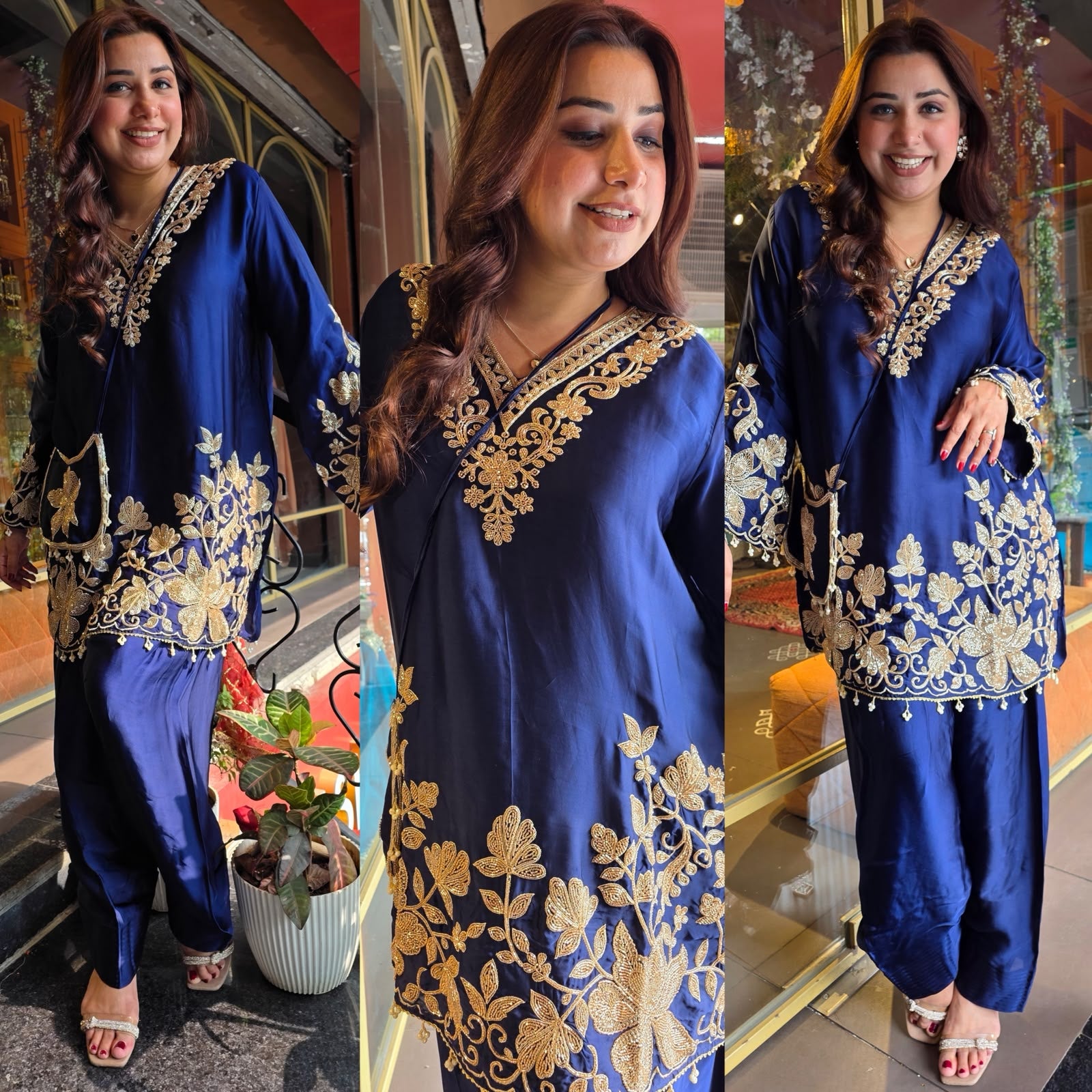 Pure satin Organza Designer Suit Set