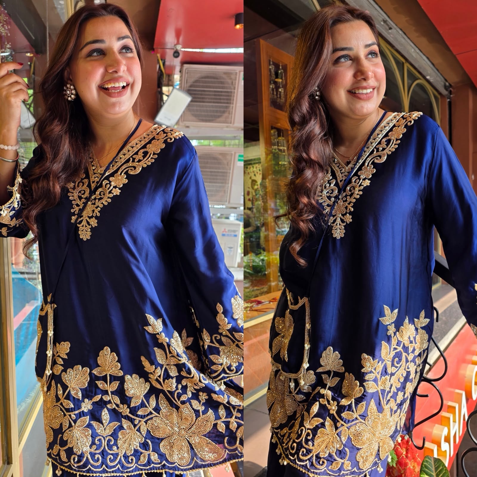 Pure satin Organza Designer Suit Set