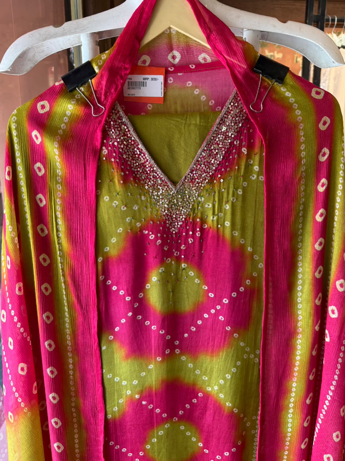 Bandhani Sequin Kurta Set