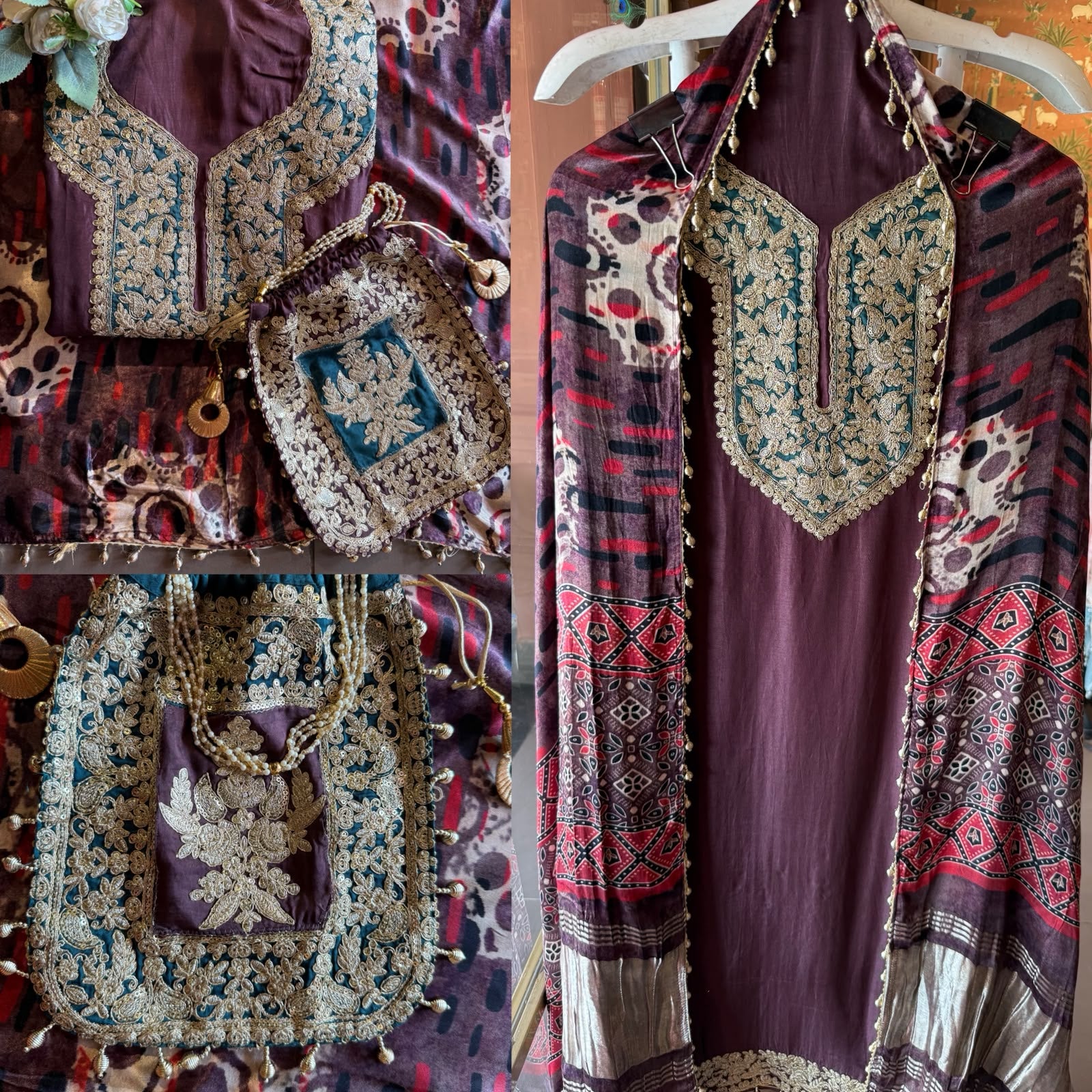 Silk Embroidered Suit Set