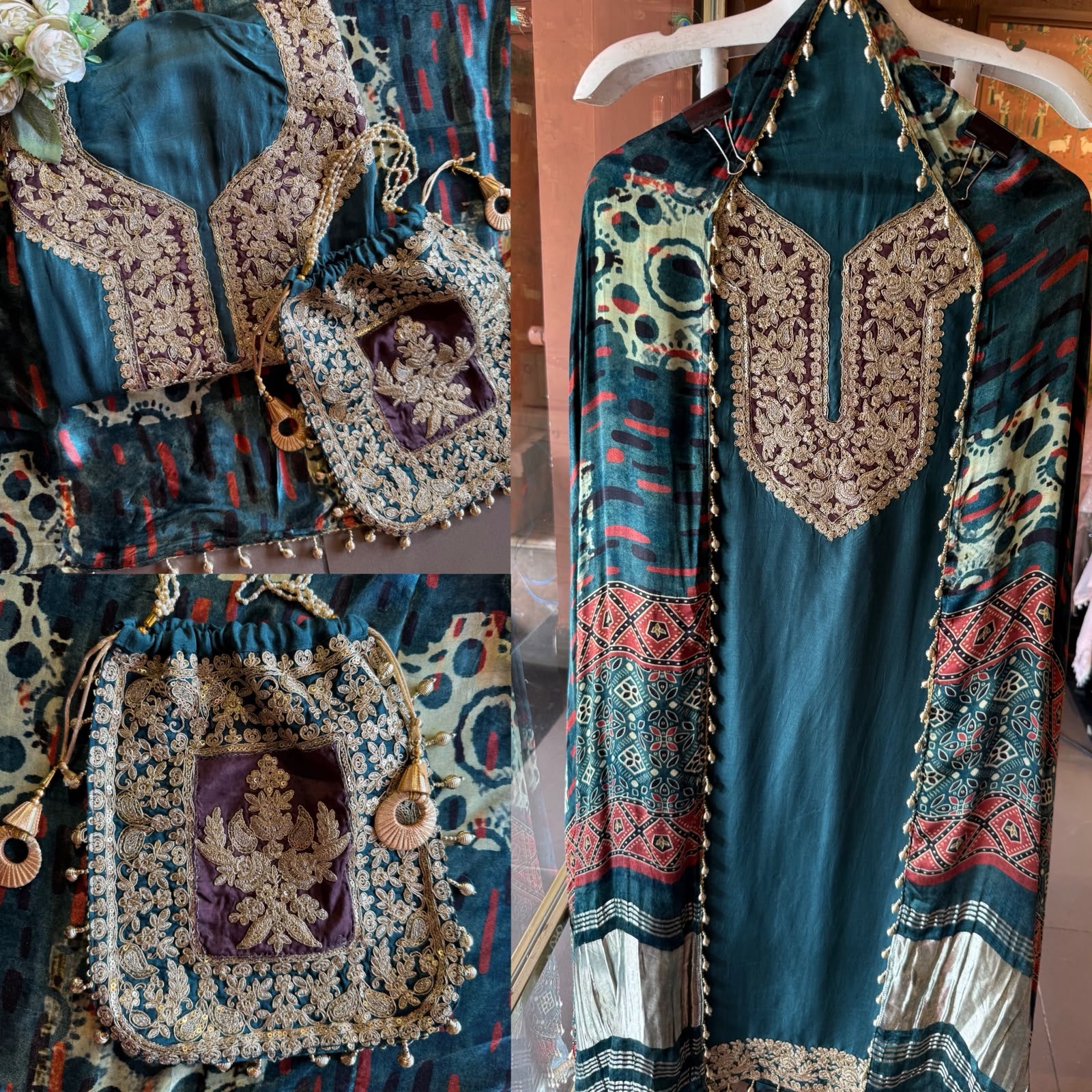 Silk Embroidered Suit Set