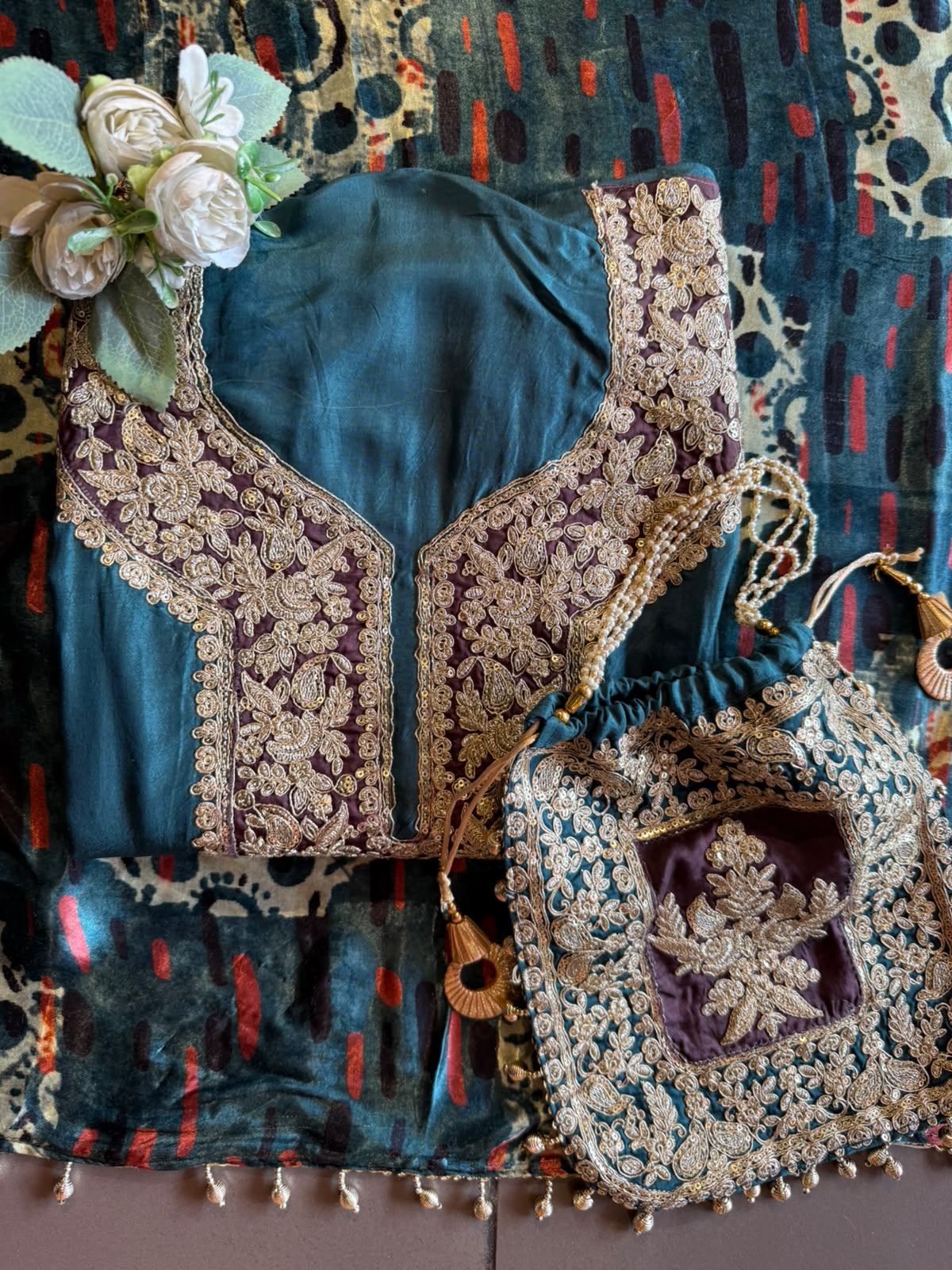 Silk Embroidered Suit Set