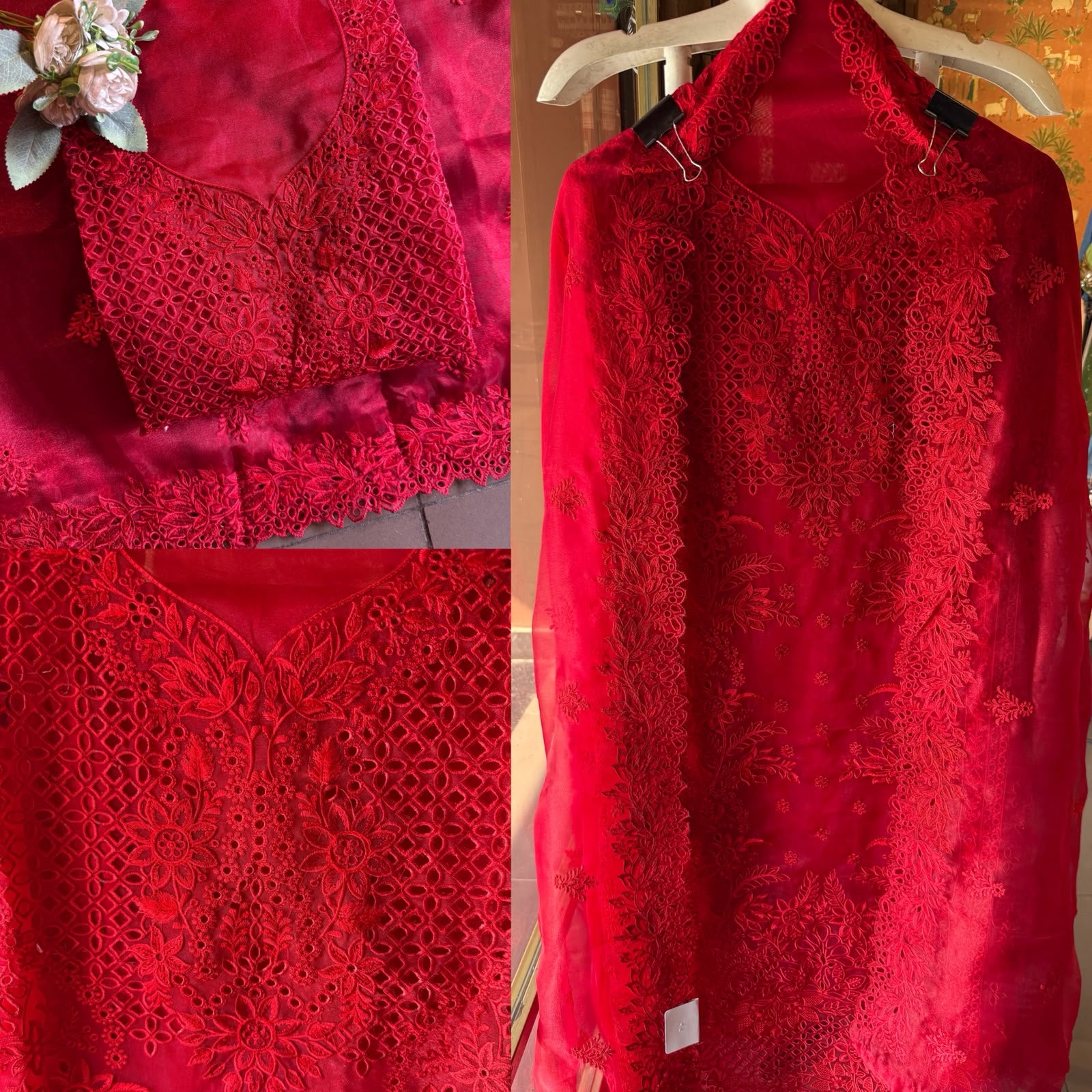 Tone On tone  Embroidered Suit Set