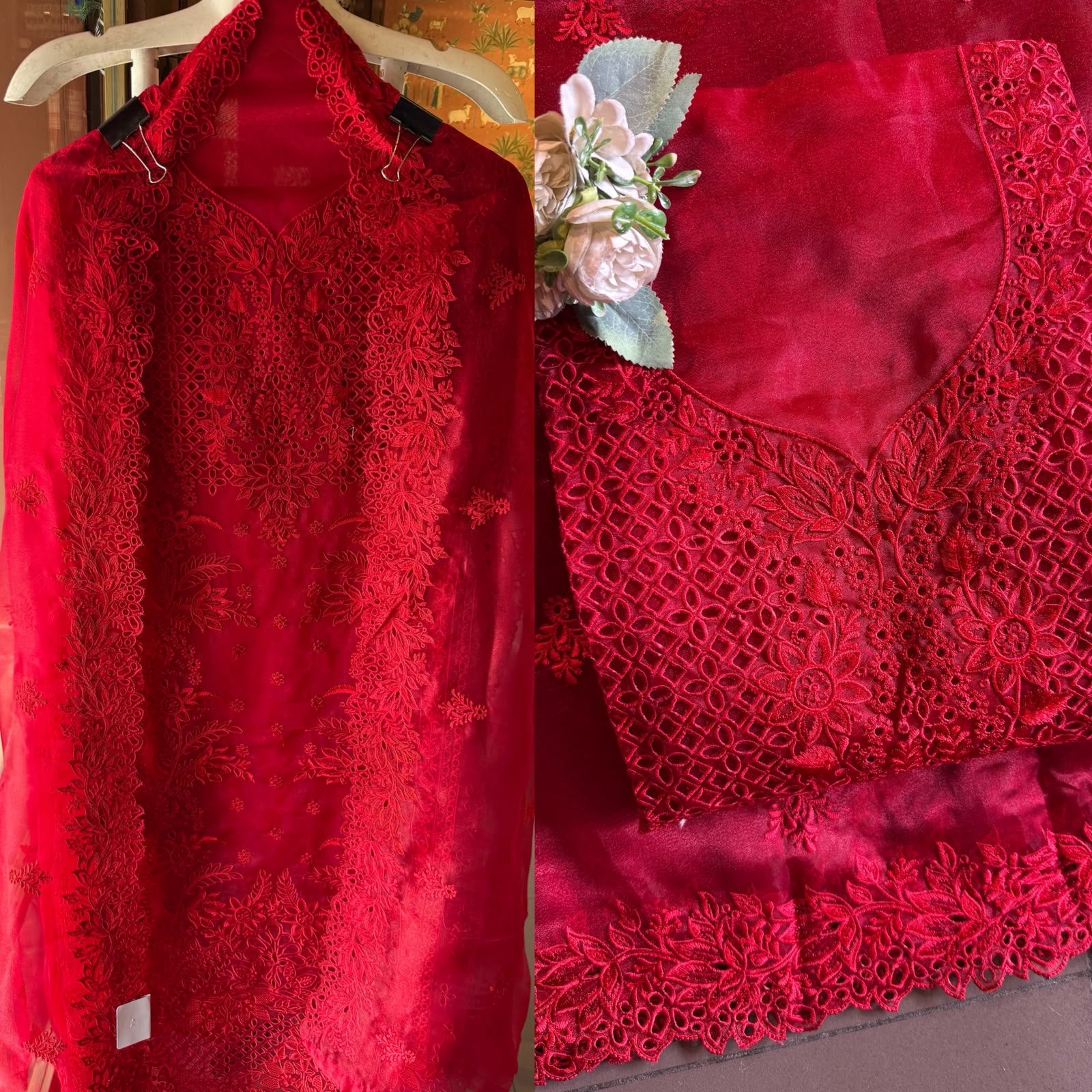 Tone On tone  Embroidered Suit Set