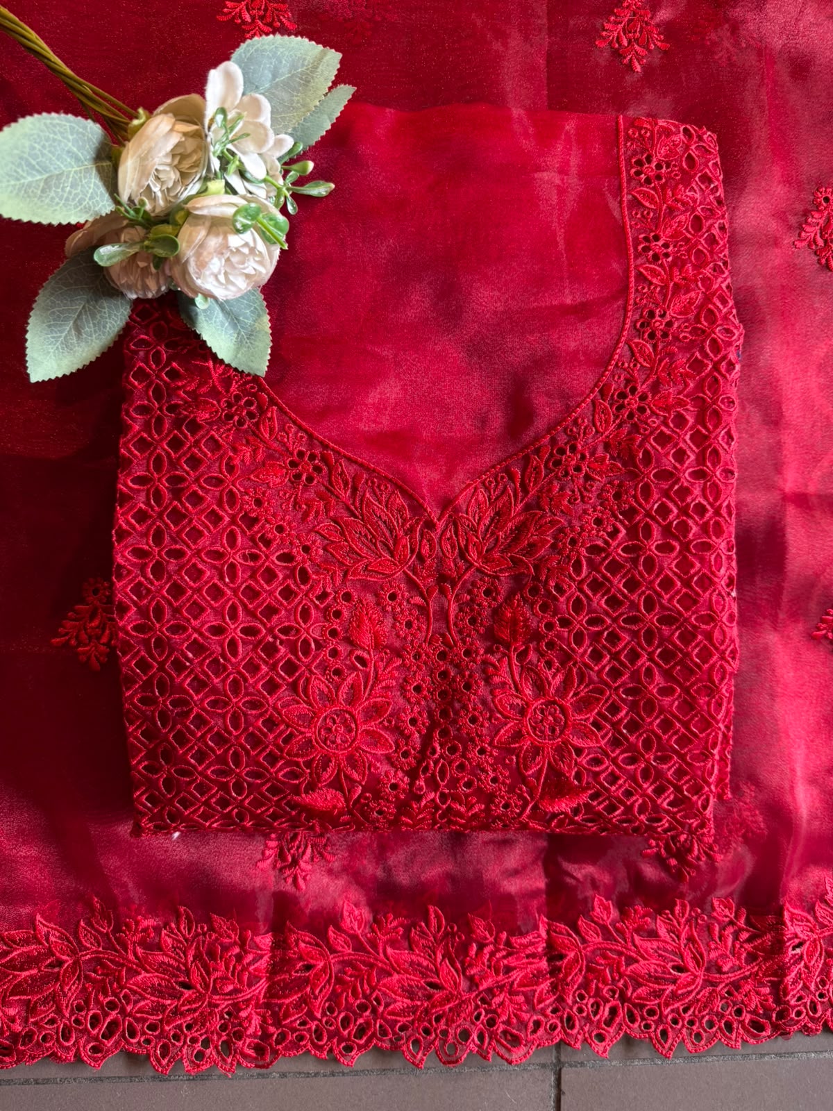 Tone On tone  Embroidered Suit Set