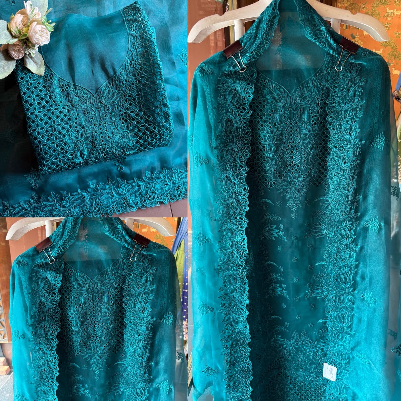 Tone On tone  Embroidered Suit Set