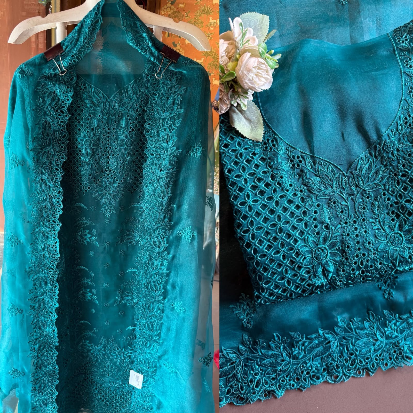 Tone On tone  Embroidered Suit Set