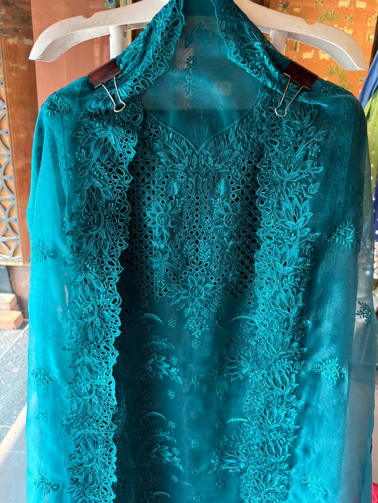 Tone On tone  Embroidered Suit Set