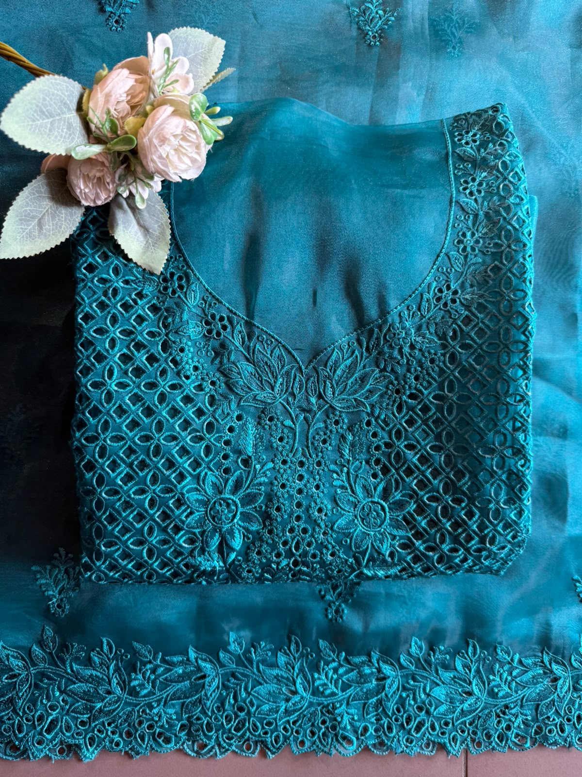 Tone On tone  Embroidered Suit Set