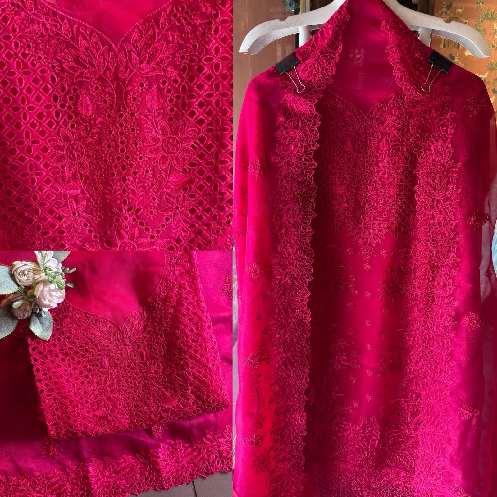 Tone On tone  Embroidered Suit Set