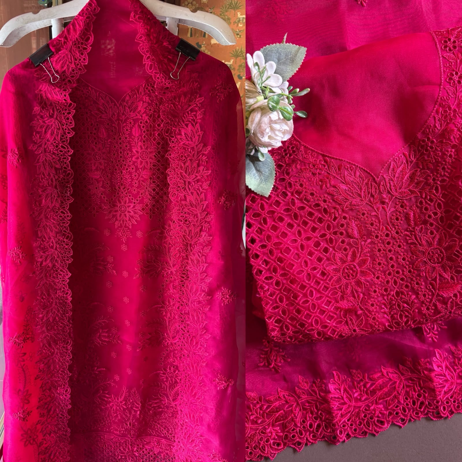Tone On tone  Embroidered Suit Set