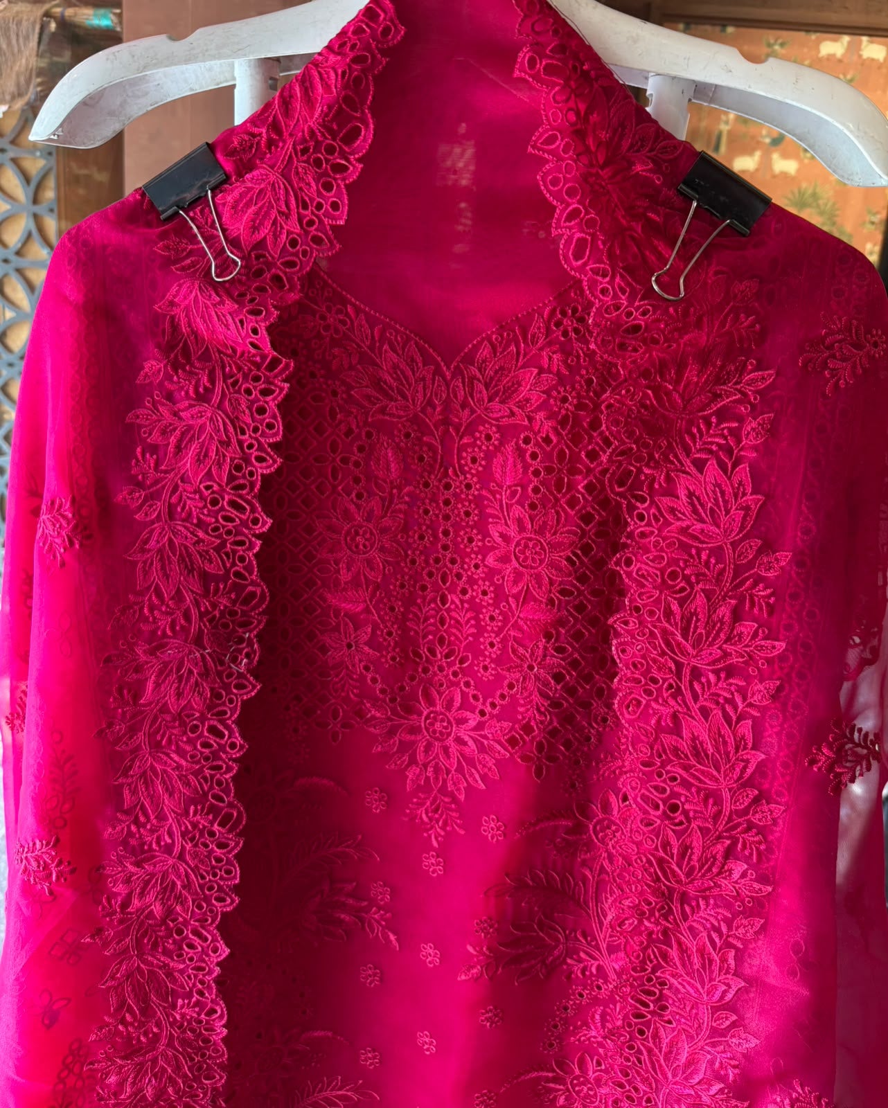 Tone On tone  Embroidered Suit Set