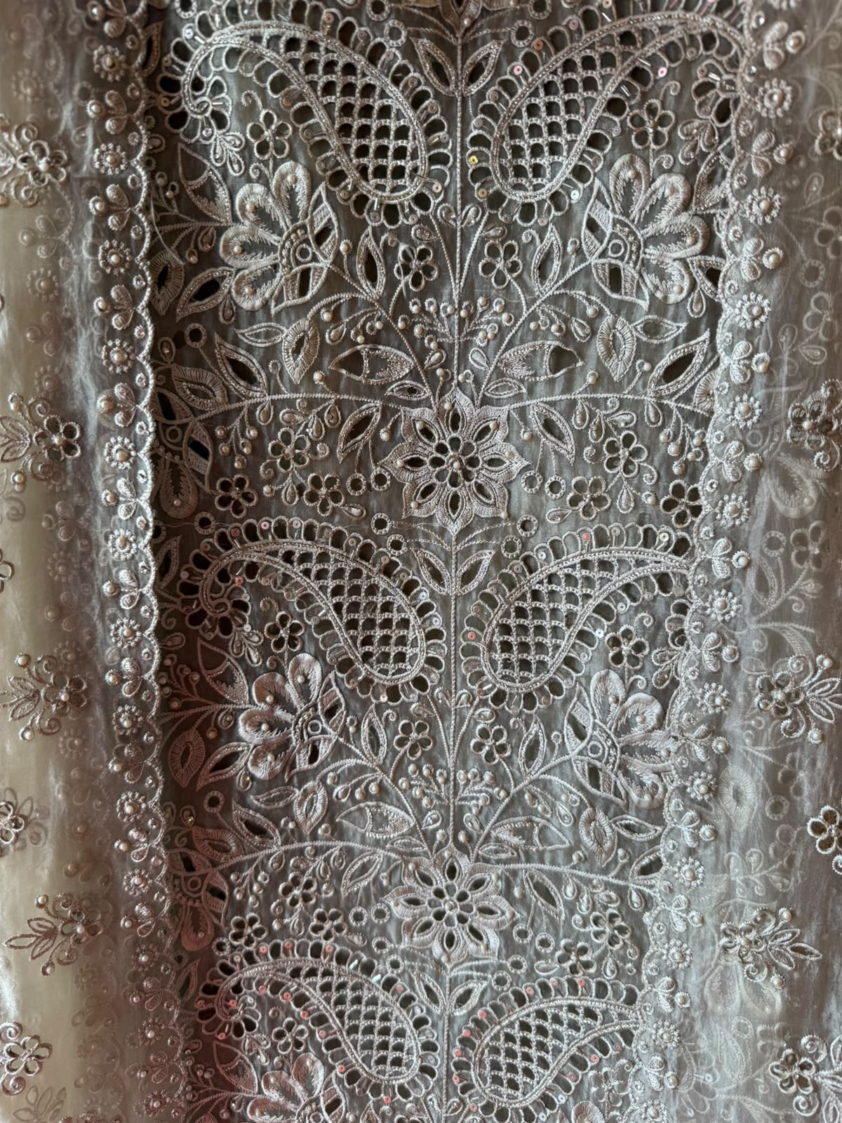 Pakistani designer Embroidered Organza Suit Set