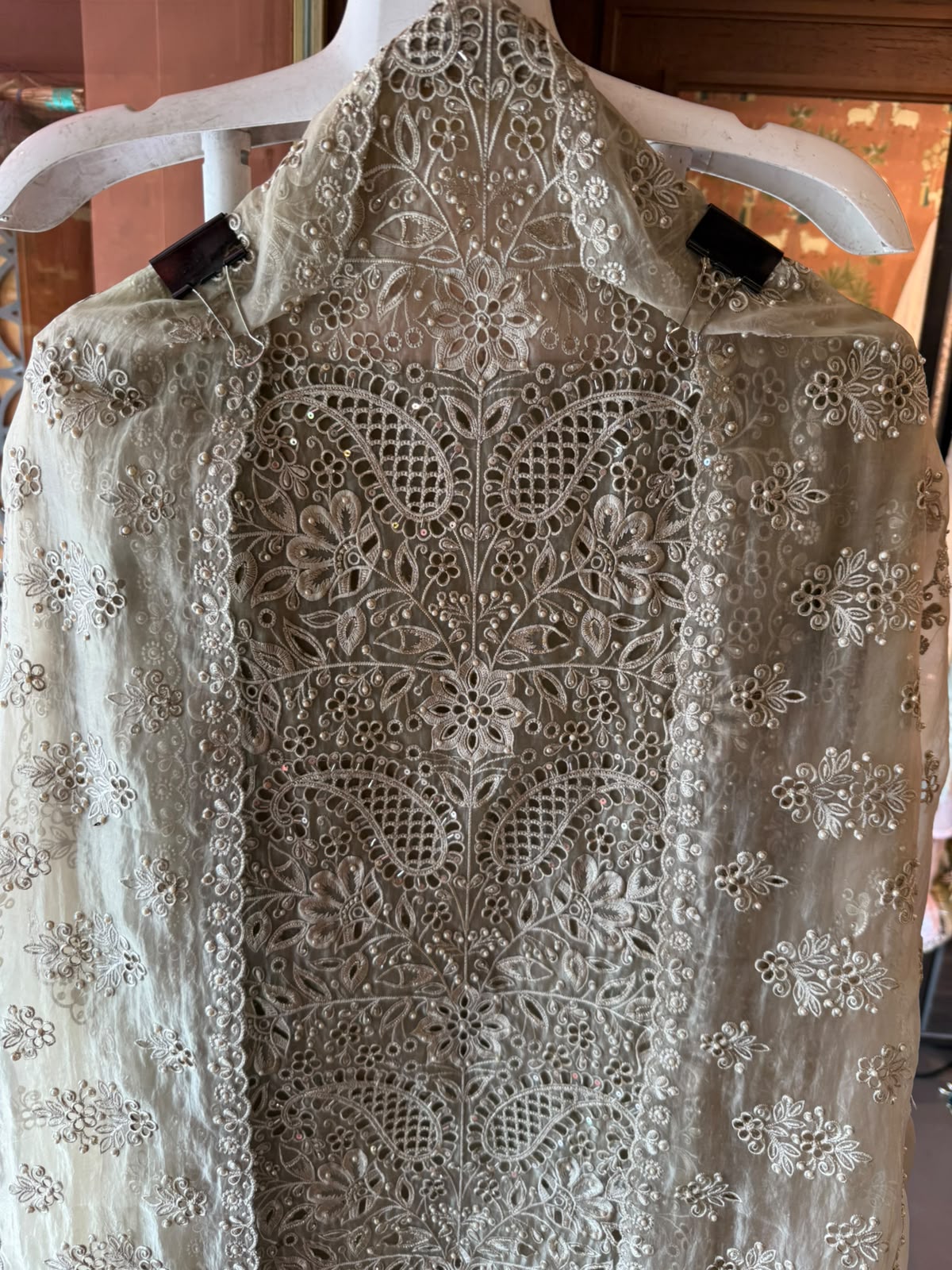 Pakistani designer Embroidered Organza Suit Set