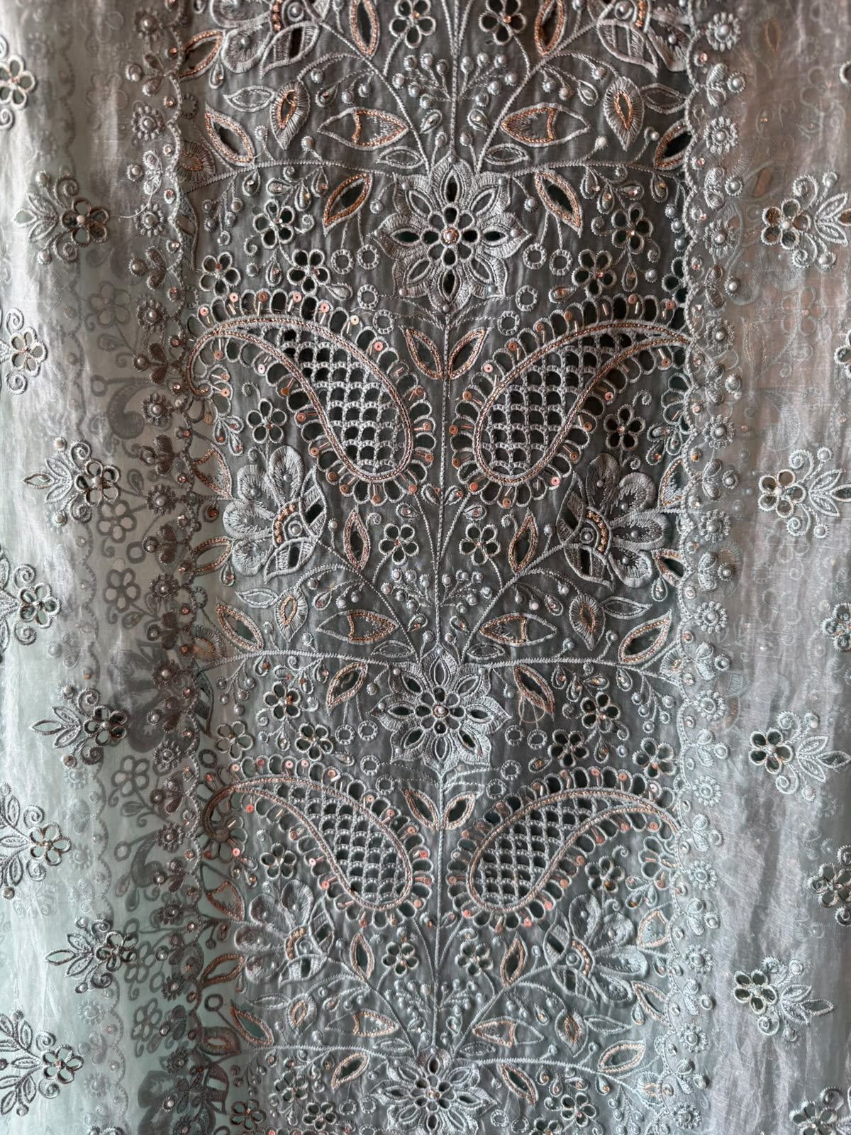 Pakistani designer Embroidered Organza Suit Set