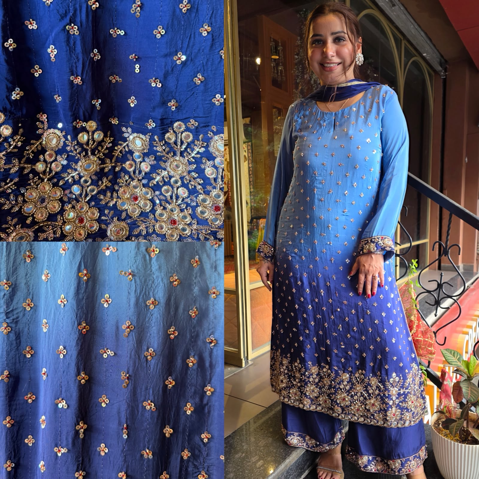 Dual ombré shaded  Embellished celebrity inspired Kurta