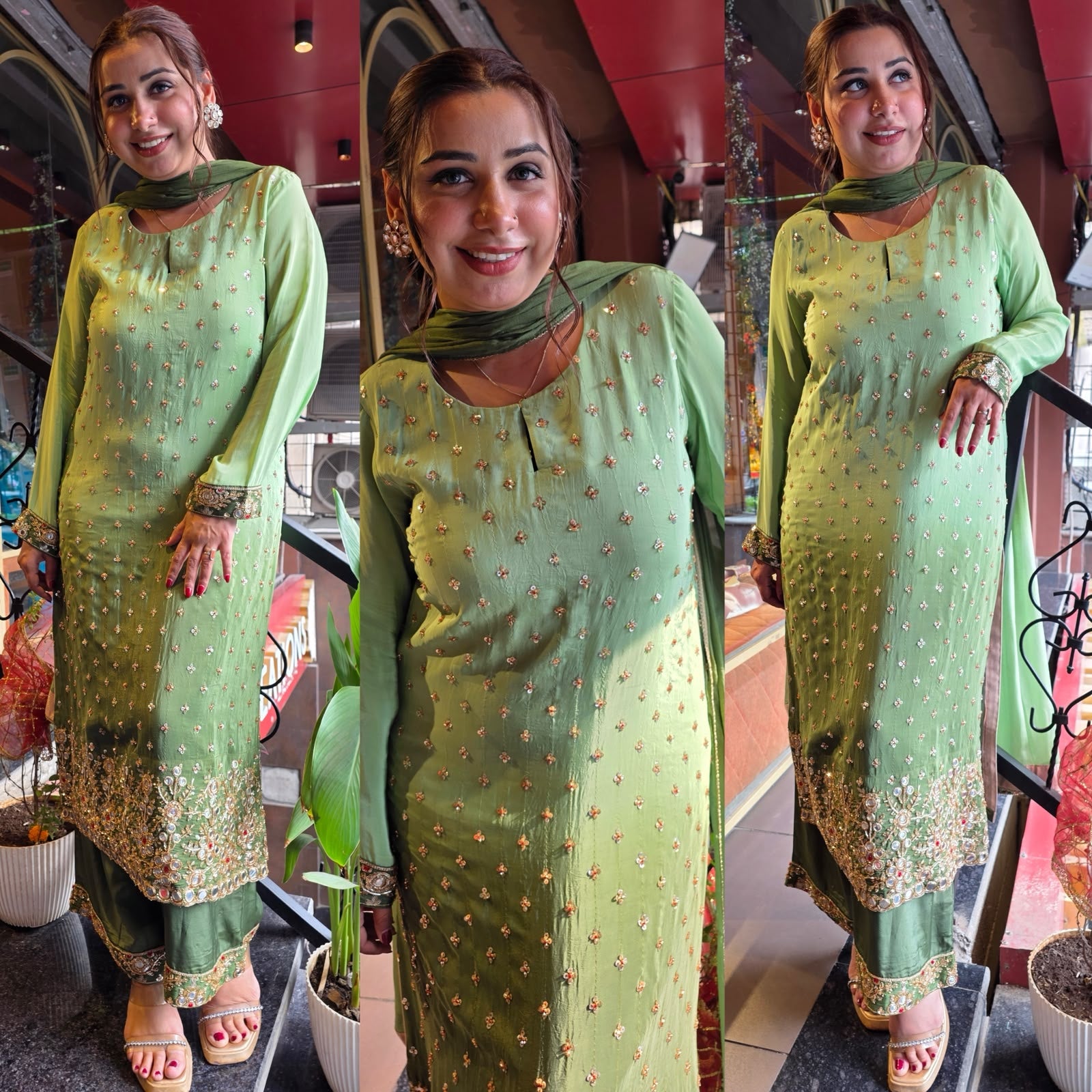 Dual ombré shaded  Embellished celebrity inspired Kurta