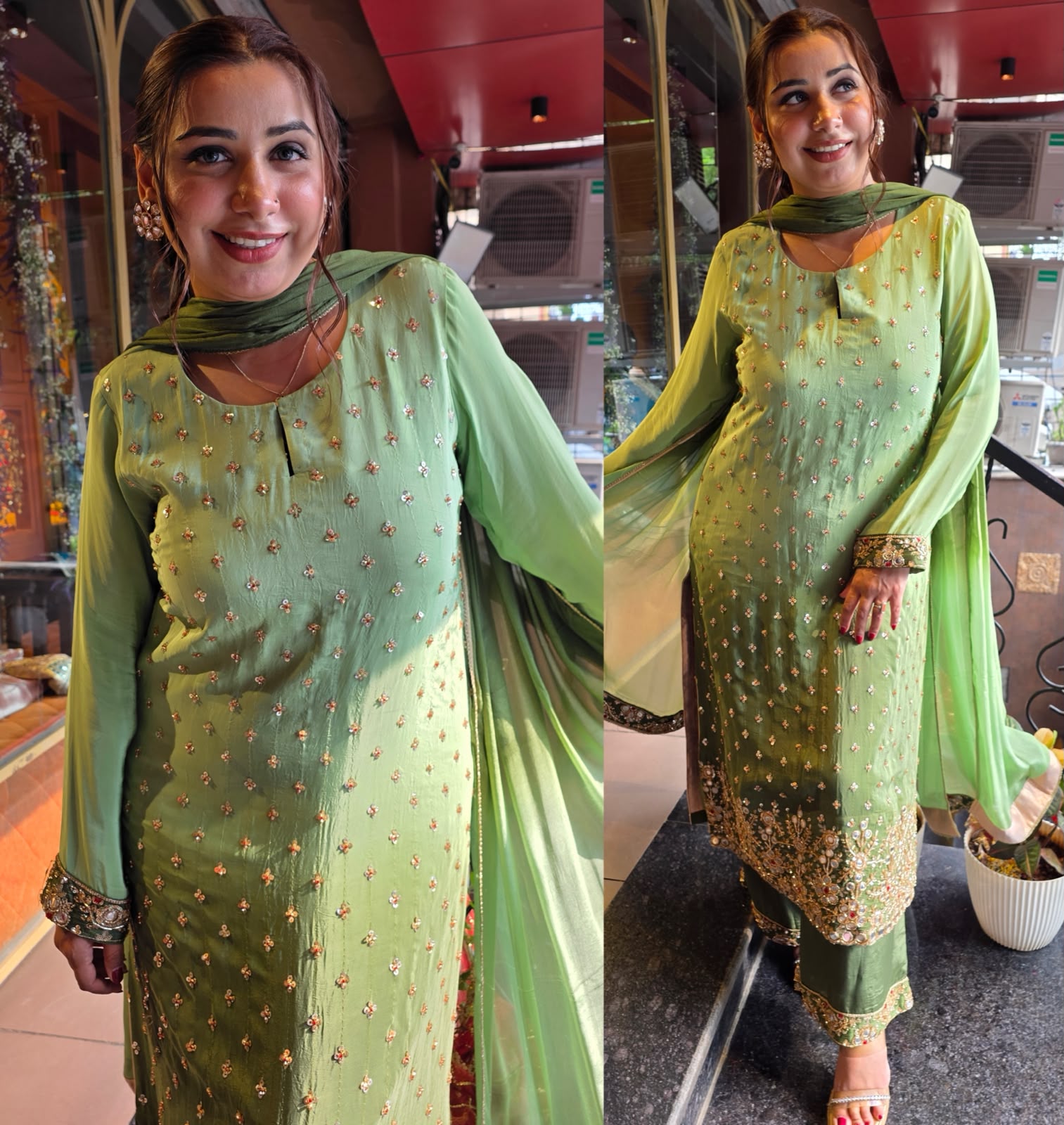 Dual ombré shaded  Embellished celebrity inspired Kurta