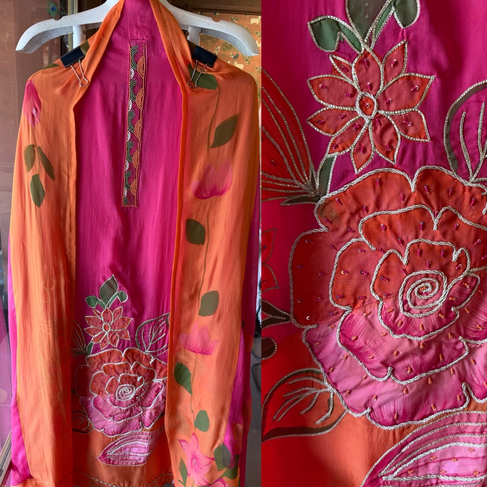 Floral Appliqué designer unstitched suit