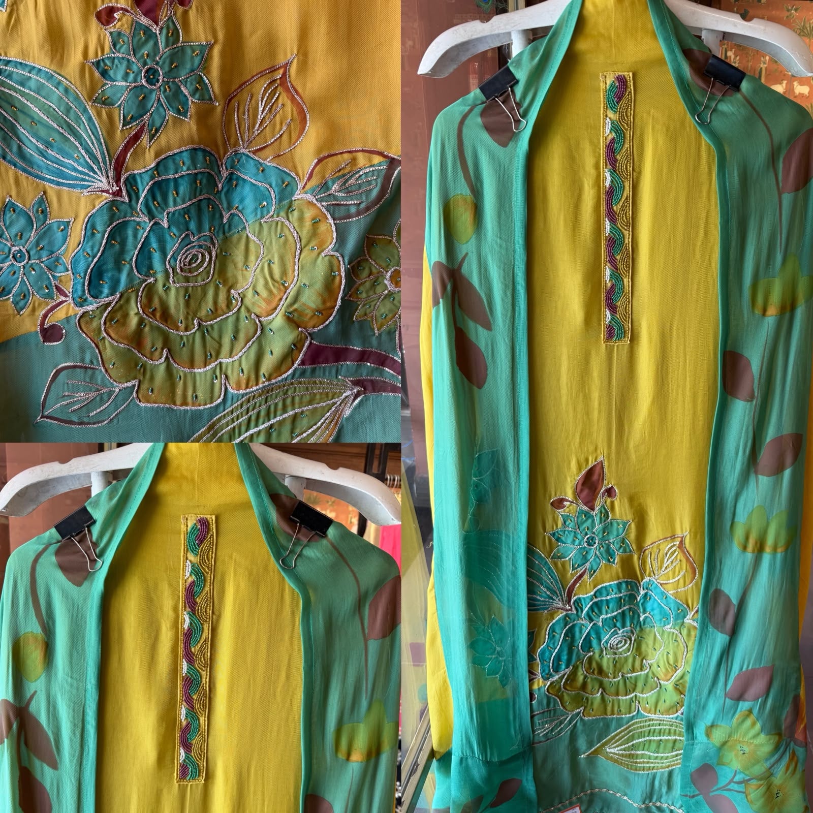 Floral Appliqué designer unstitched suit