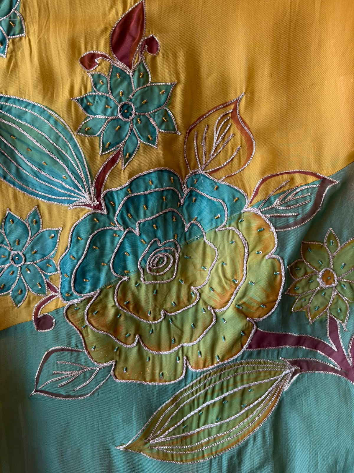 Floral Appliqué designer unstitched suit