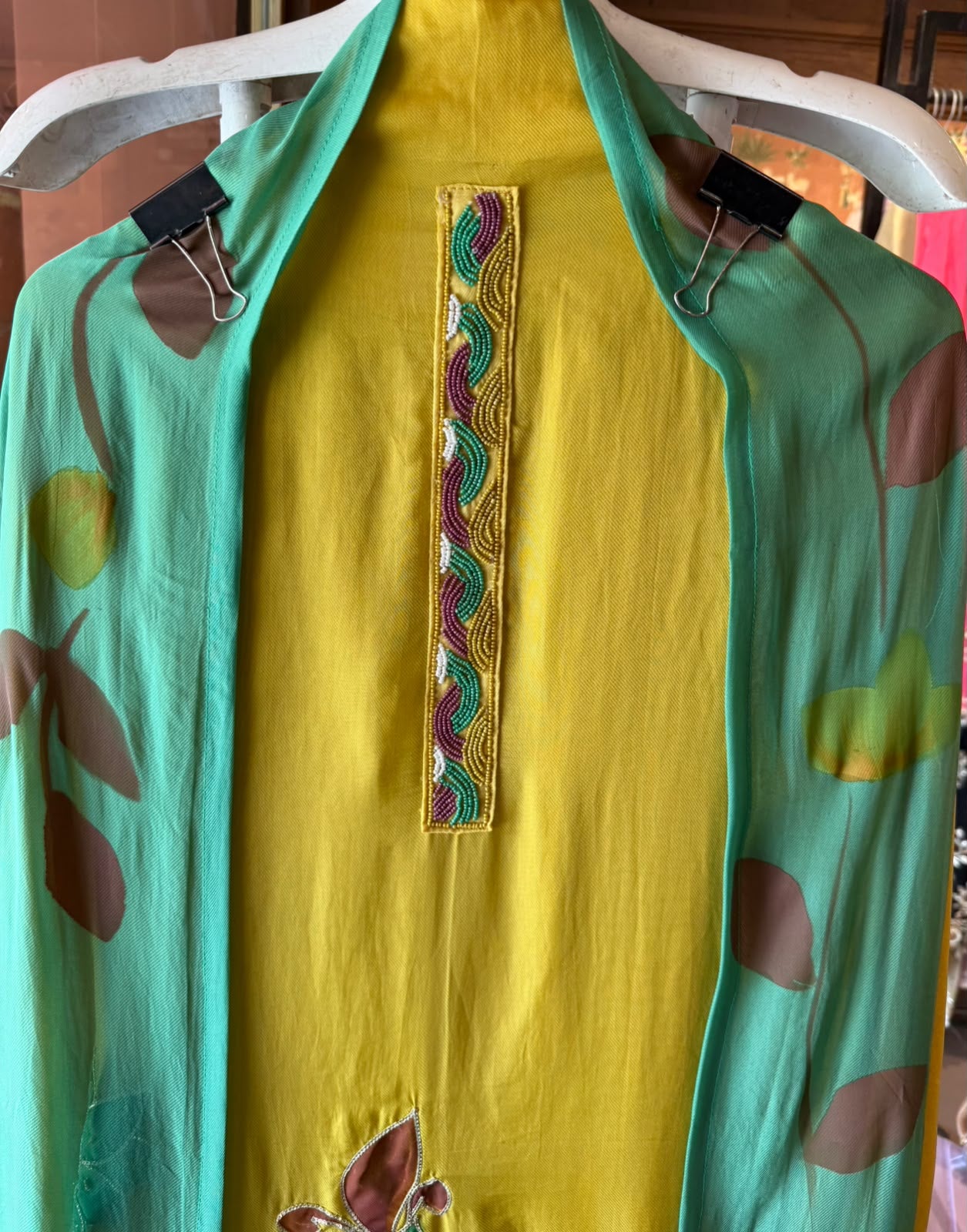 Floral Appliqué designer unstitched suit