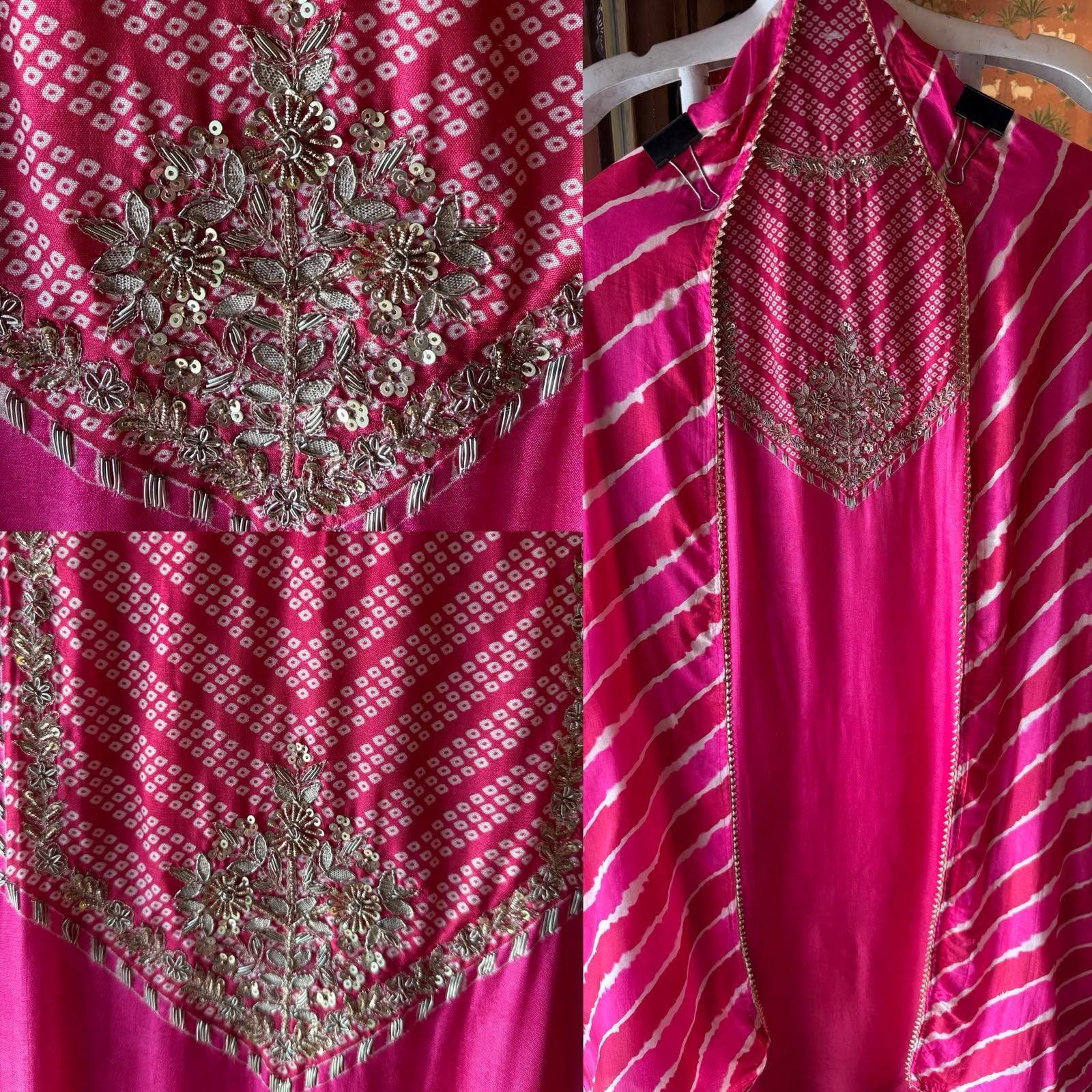 Hot Pink Bandhani Lehriya suit Set