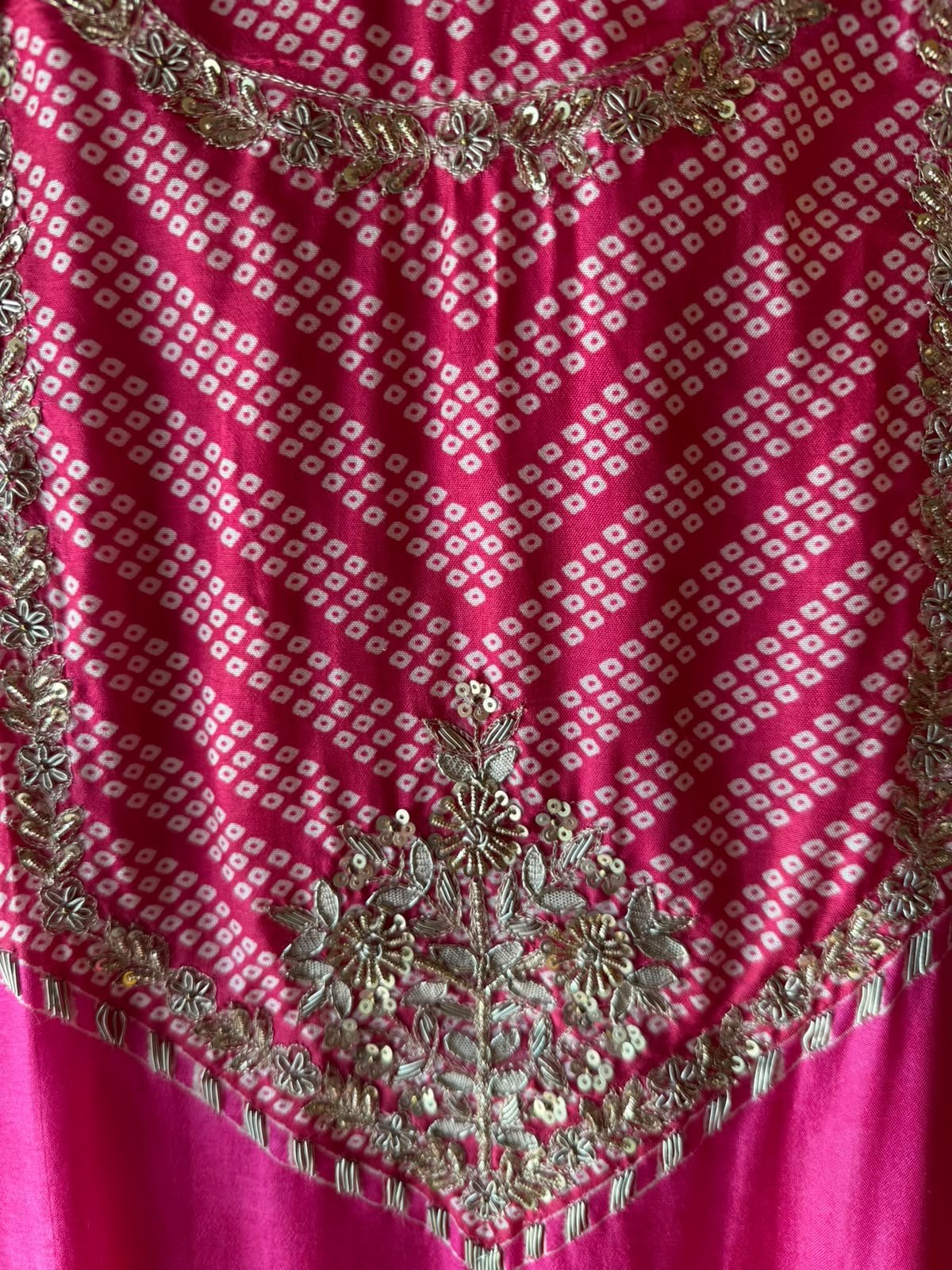 Hot Pink Bandhani Lehriya suit Set