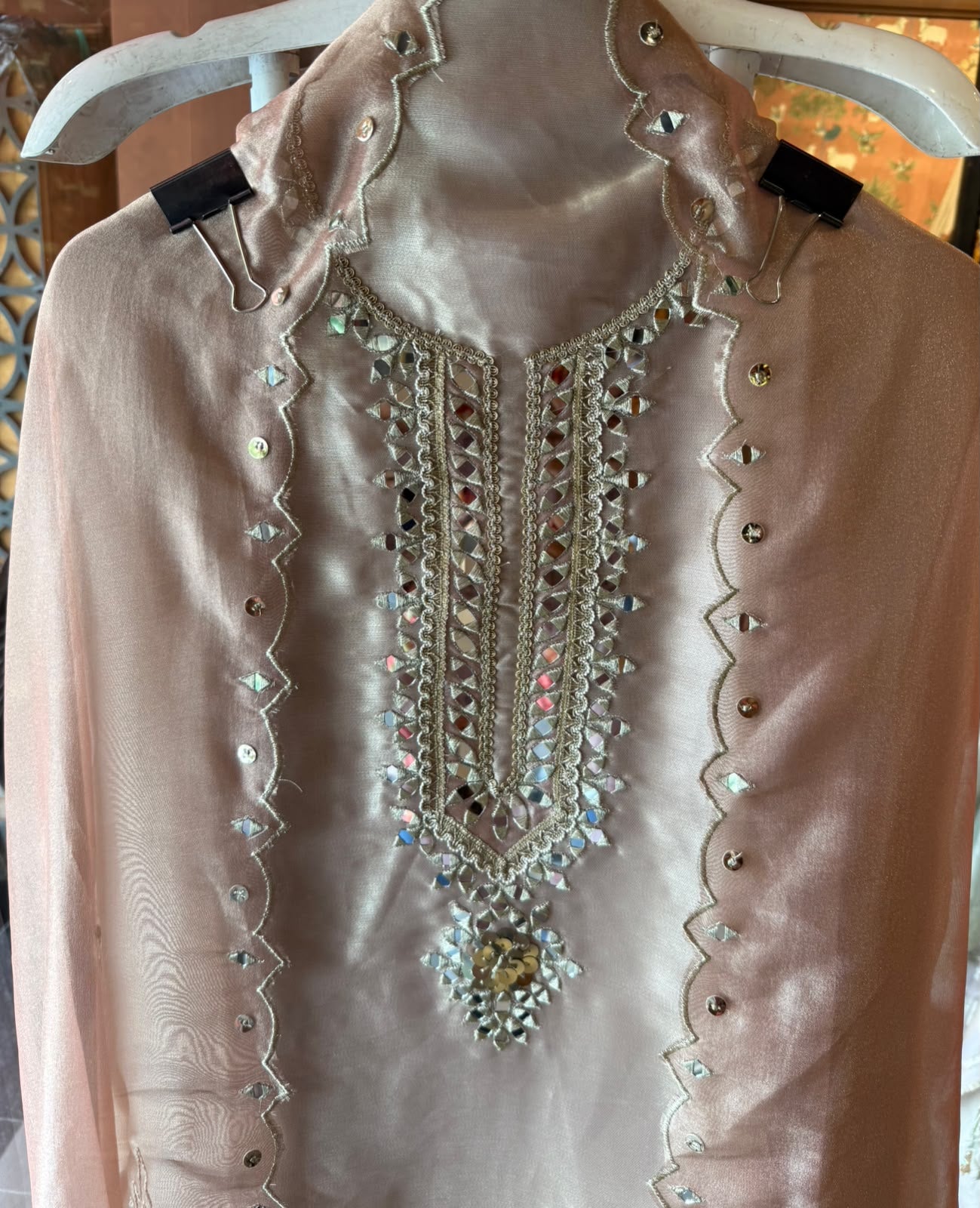 Mirror Work Suit set with Cutwork dupattas