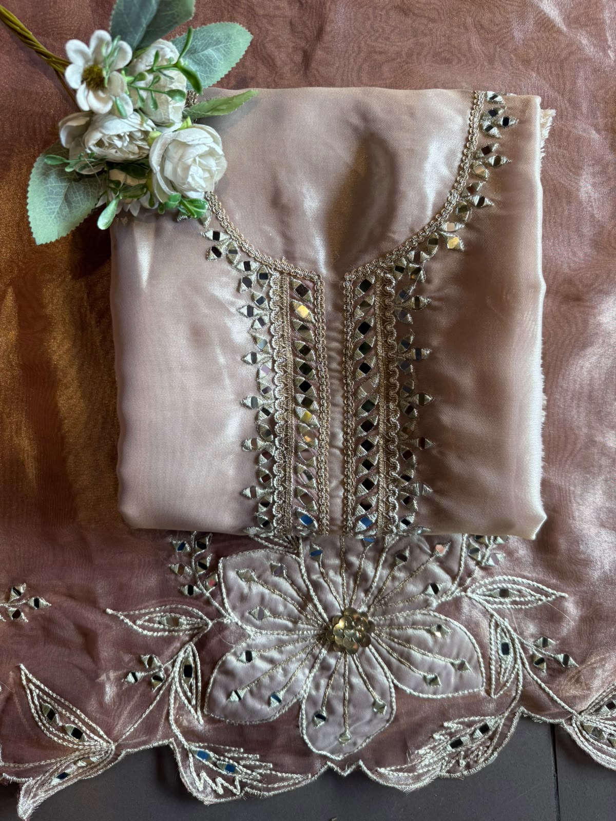 Mirror Work Suit set with Cutwork dupattas