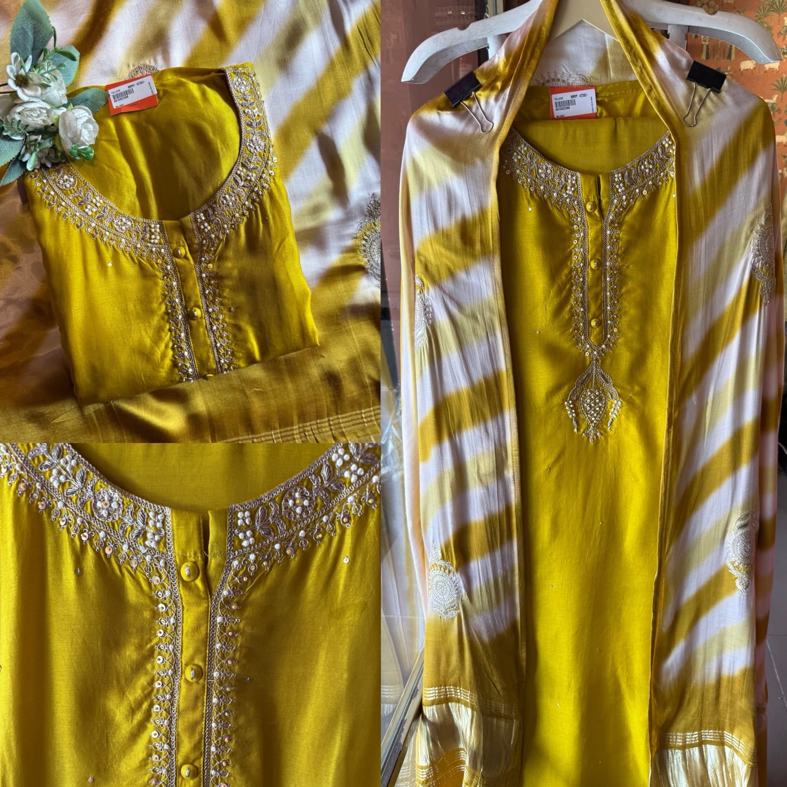 Vibrant Lime Yellow kurta on Pure silk