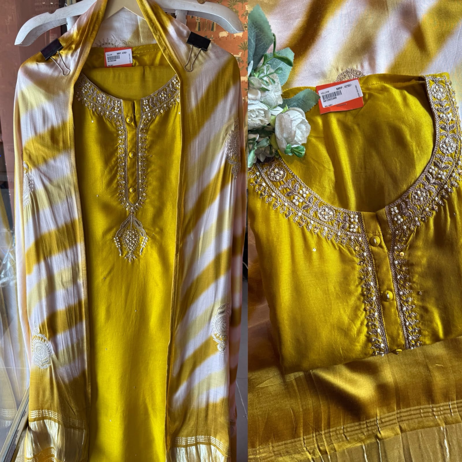 Vibrant Lime Yellow kurta on Pure silk